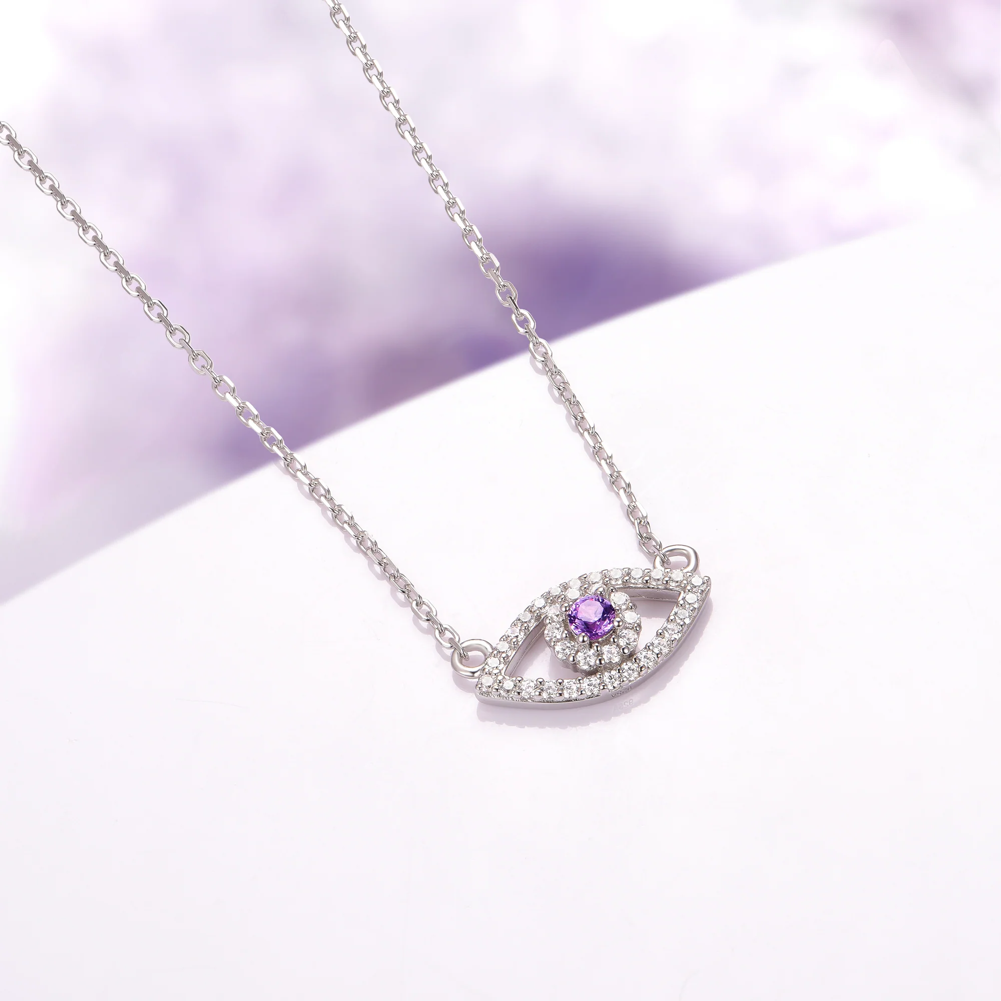 Evil Eye Alexandrite Necklace in Sterling Silver - Image 3