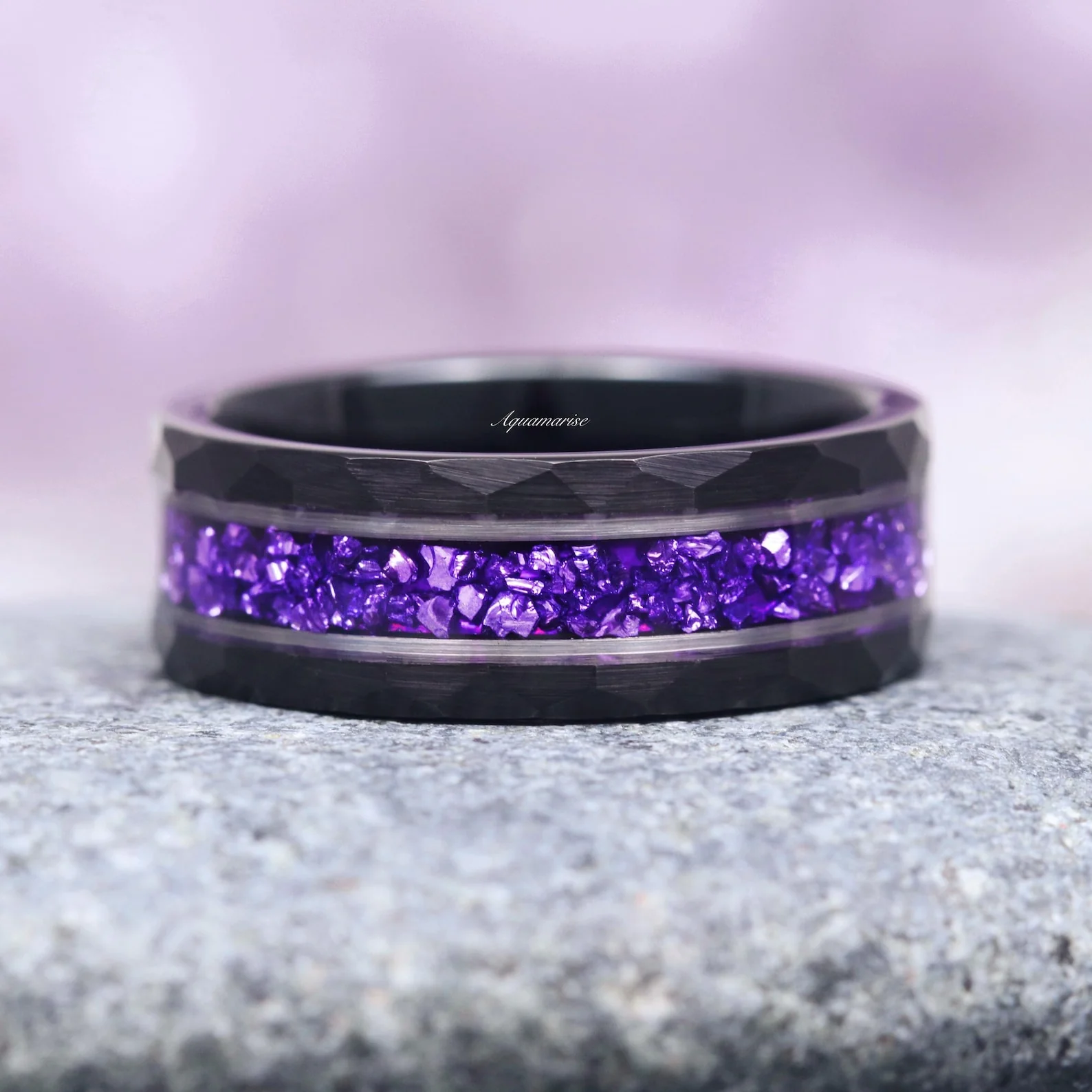 Feyra Amethyst & Simulated Diamond Couples Ring Set - Image 3