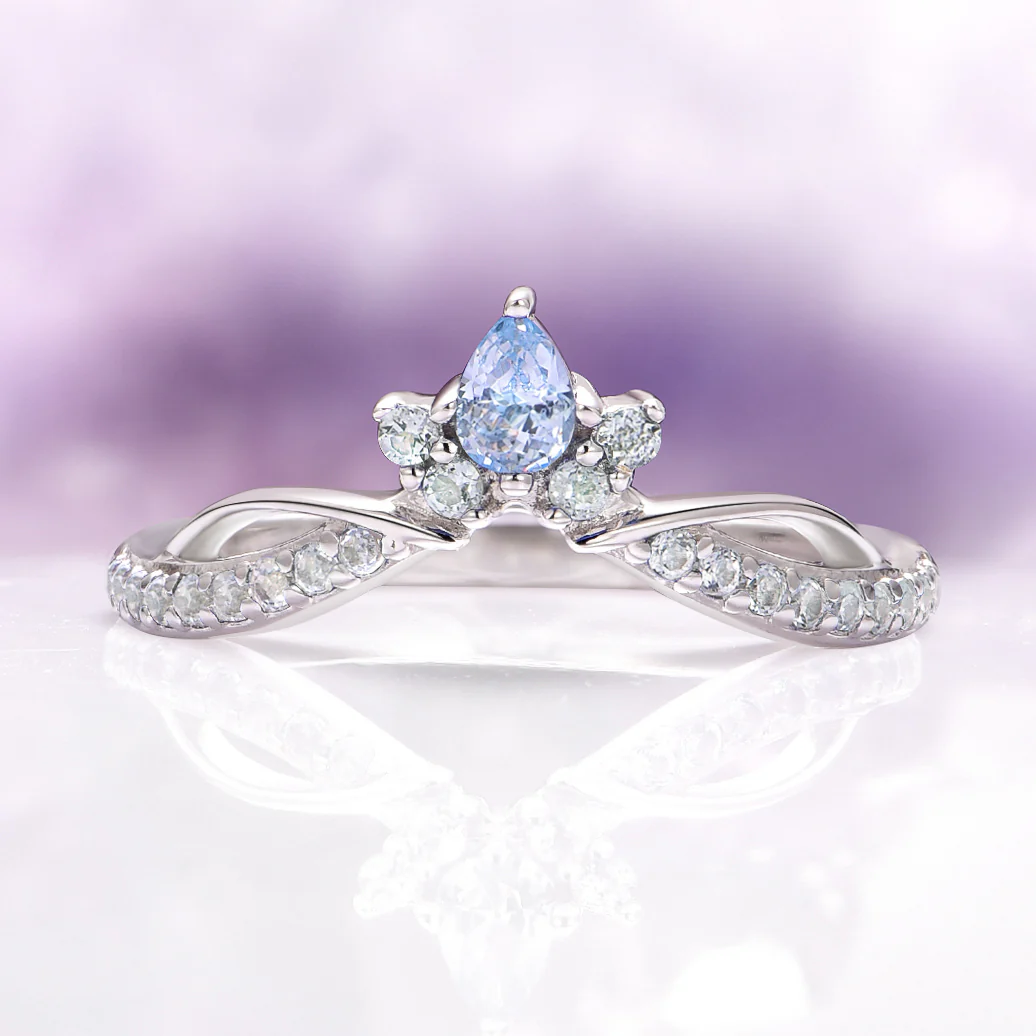 Feyra Aquamarine Engagement Ring Set in 14K White Gold - Image 5