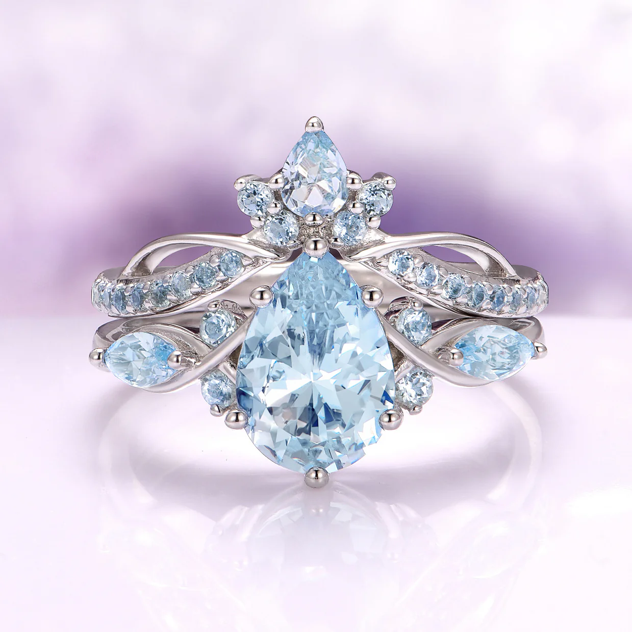 Feyra Aquamarine Engagement Ring in 14K White Gold - Image 3