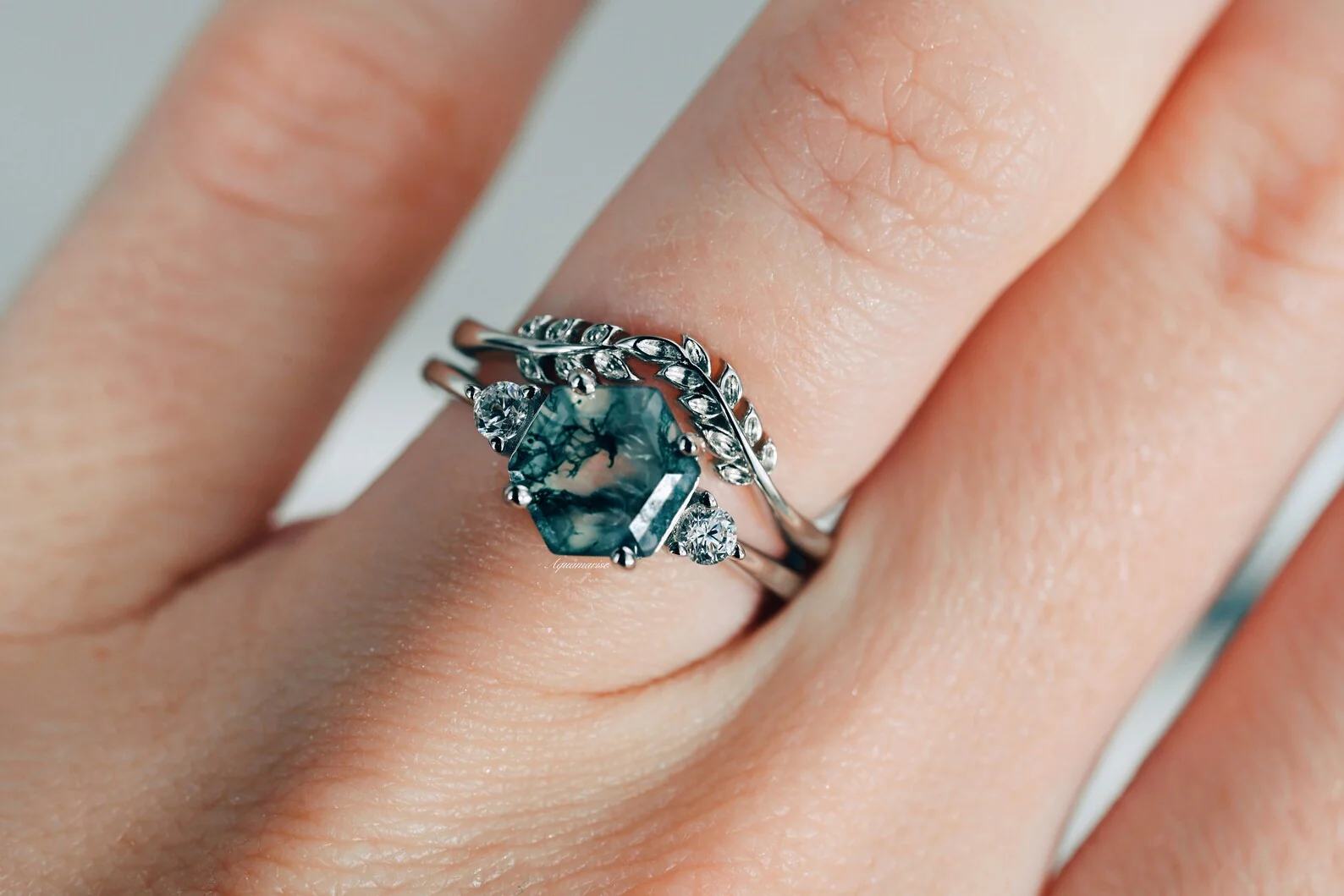 Filigree Leaf Wedding Band in Sterling Silver - Image 3
