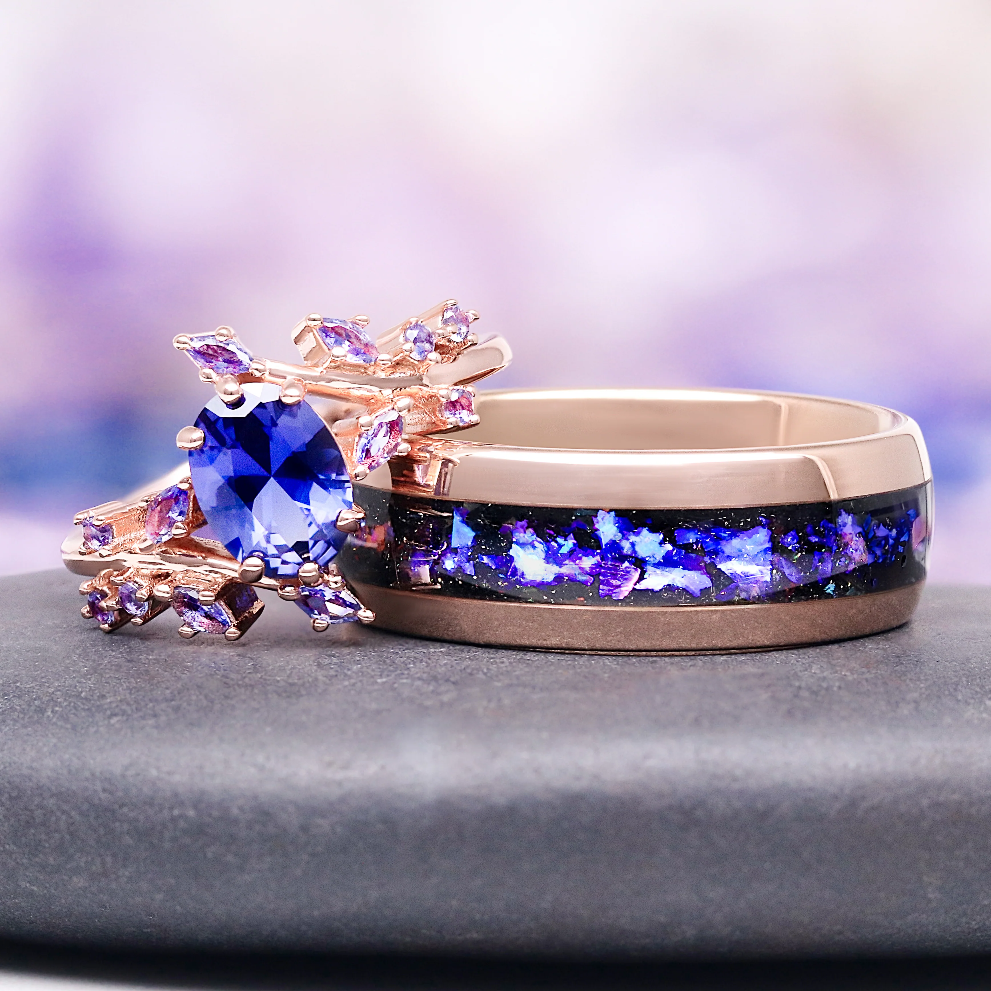 Galaxy Orion Nebula™ Wedding Band in Rose Gold Tungsten Carbide (8mm) - Image 2