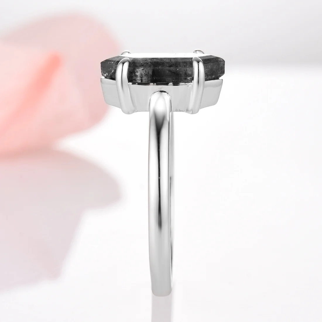 Hexagon Galaxy Raw Salt & Pepper (Herkimer) Diamond Ring- Sterling Silver - Image 11