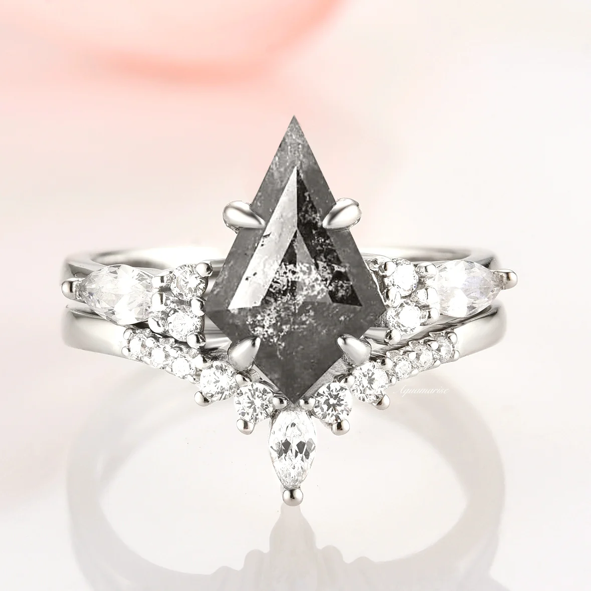 Skye Kite® Galaxy Raw Herkimer Diamond Ring Set in Sterling Silver (Salt & Pepper Diamond) - Image 10
