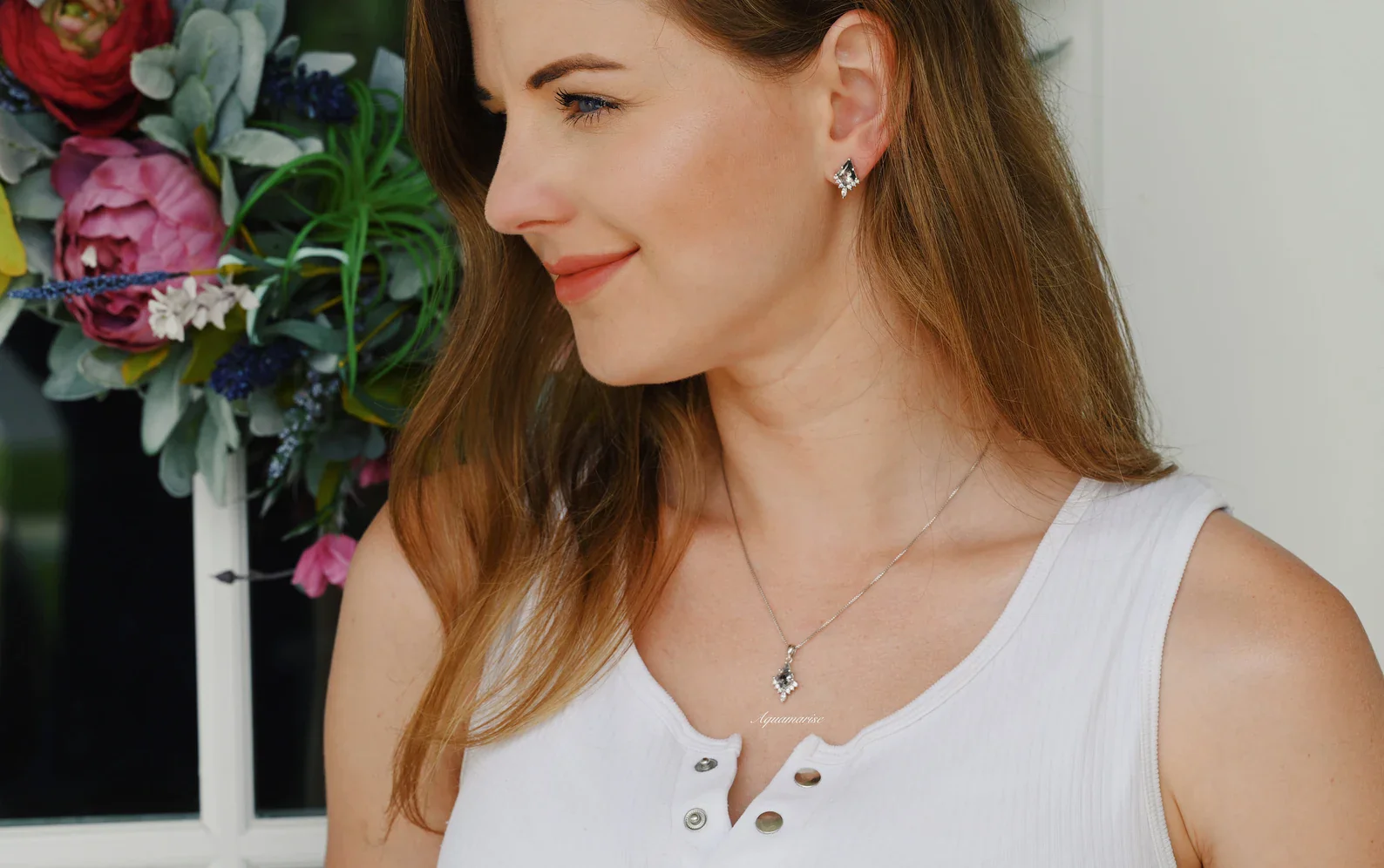 Galaxy Raw Salt & Pepper Diamond (Herkimer Diamond) Pendant Necklace in Sterling Silver - Image 3