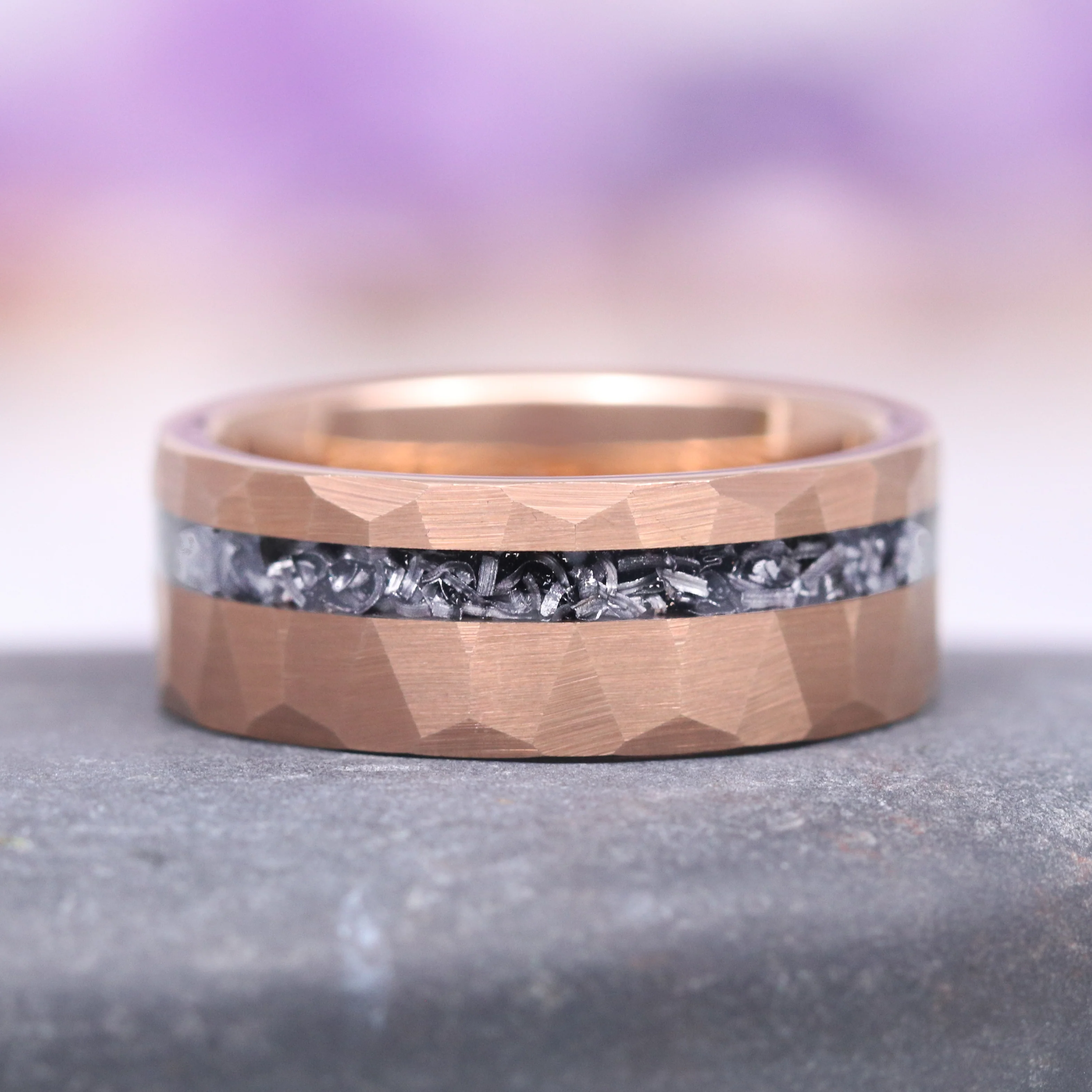 Galaxy Salt and Pepper (Herkimer) Diamond & Meteorite Couples Ring Set - Image 3
