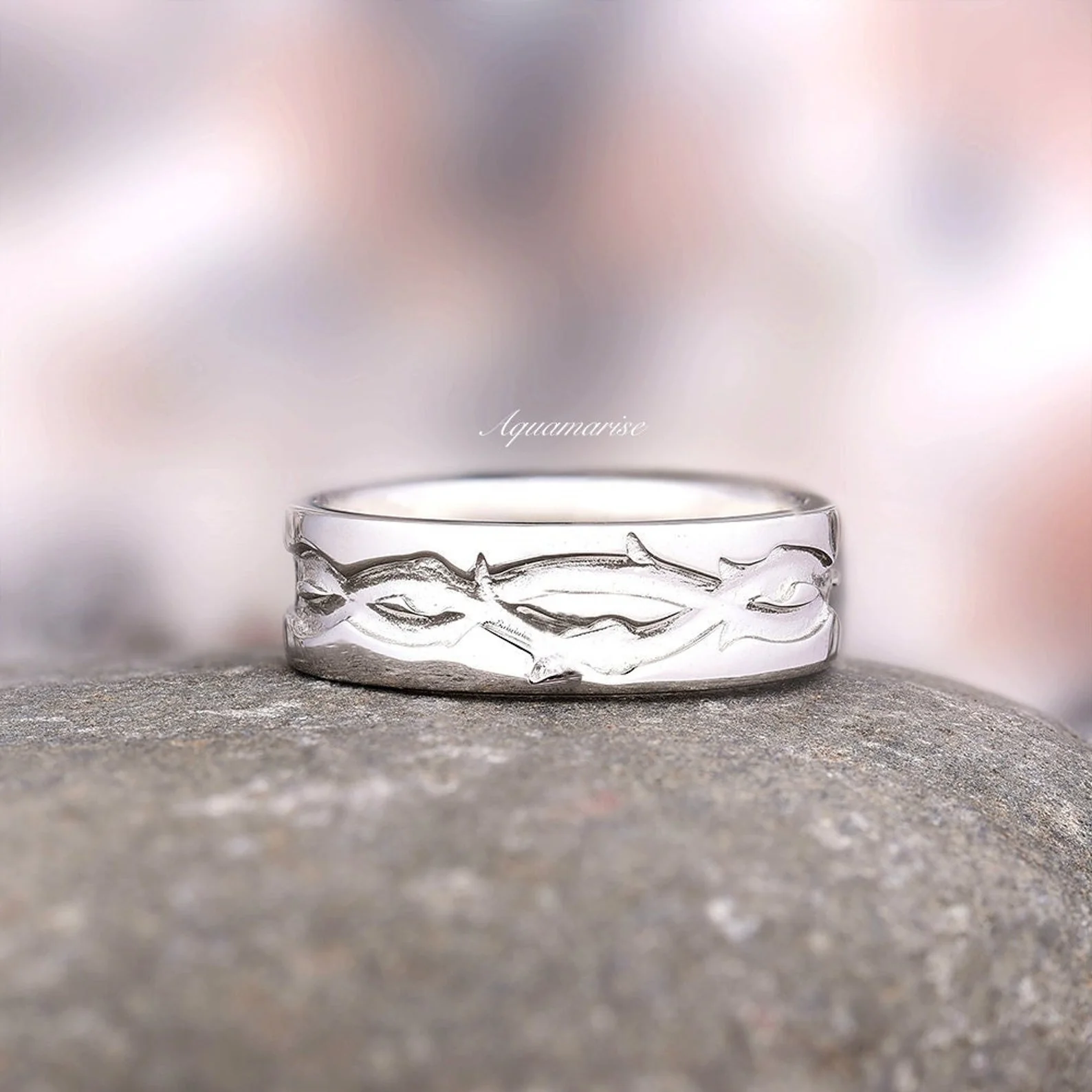 Moss Agate Leaf Couples Ring Set - Image 3