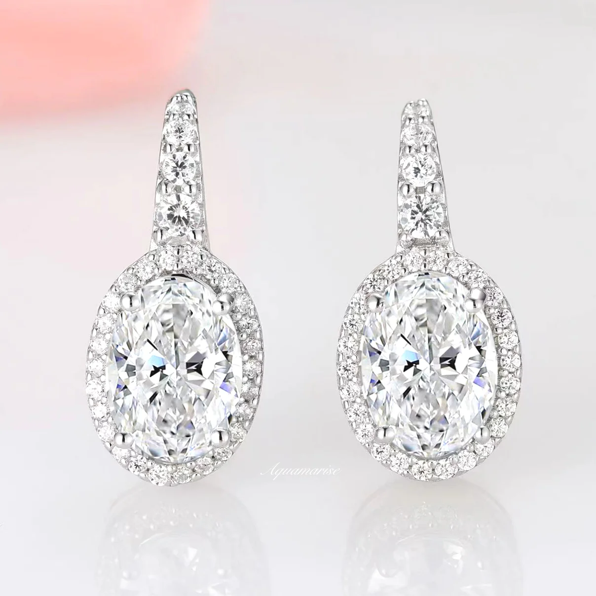 Simulated Diamond Dangle Earrings in Sterling Silver - Image 3