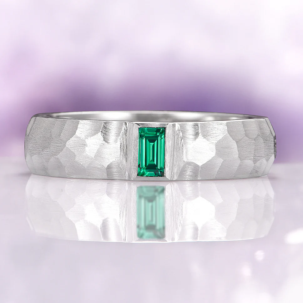 Oval Cut Emerald Leaf Couples Ring Set - Image 3