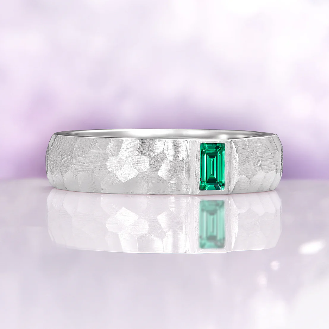 Oval Cut Emerald Leaf Couples Ring Set - Image 9