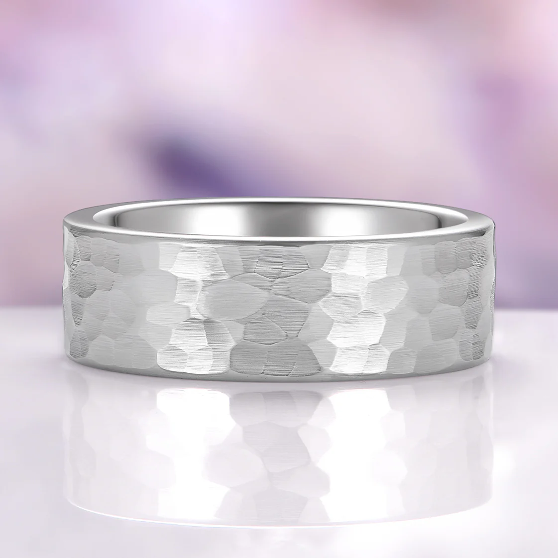 Hammered Wedding Band in Tungsten Carbide (8mm) - Image 2