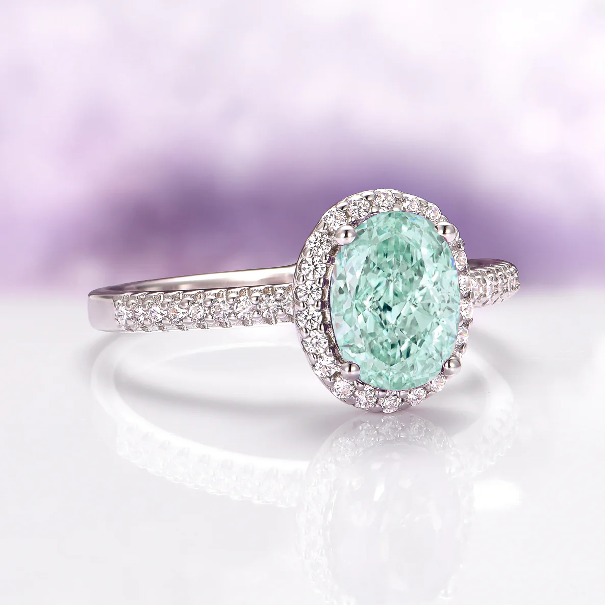 Iris Green Amethyst Engagement Ring in 14K White Gold - Image 4