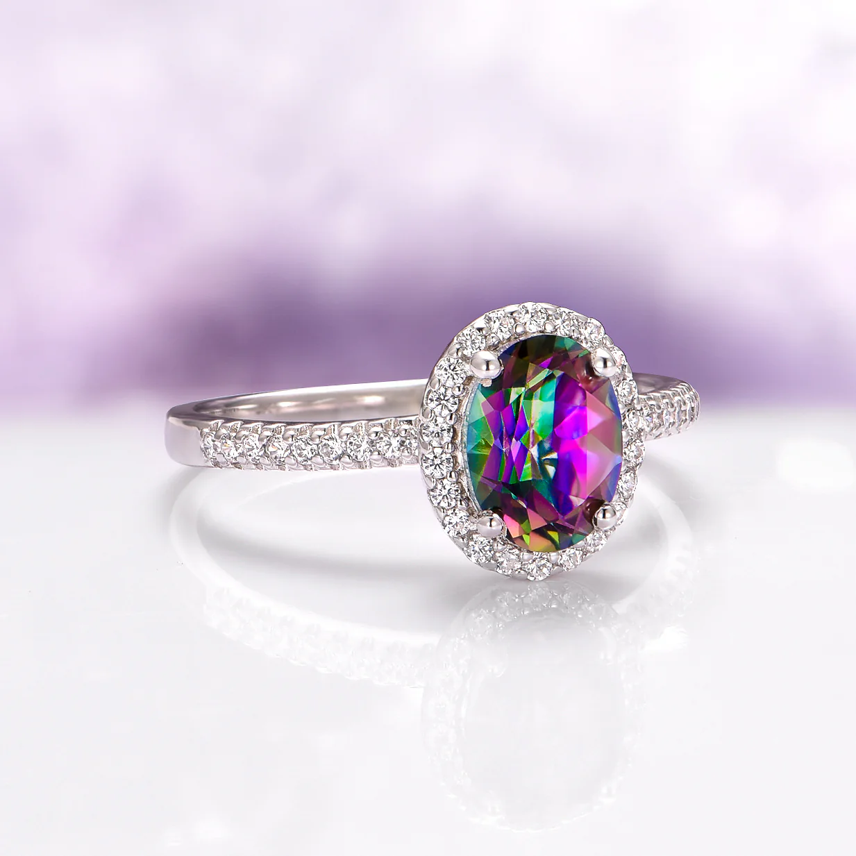Iris Mystic Topaz Engagement Ring in 14K White Gold - Image 5