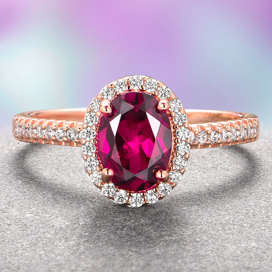Iris Oval Ruby Engagement Ring- 14K Solid Rose Gold