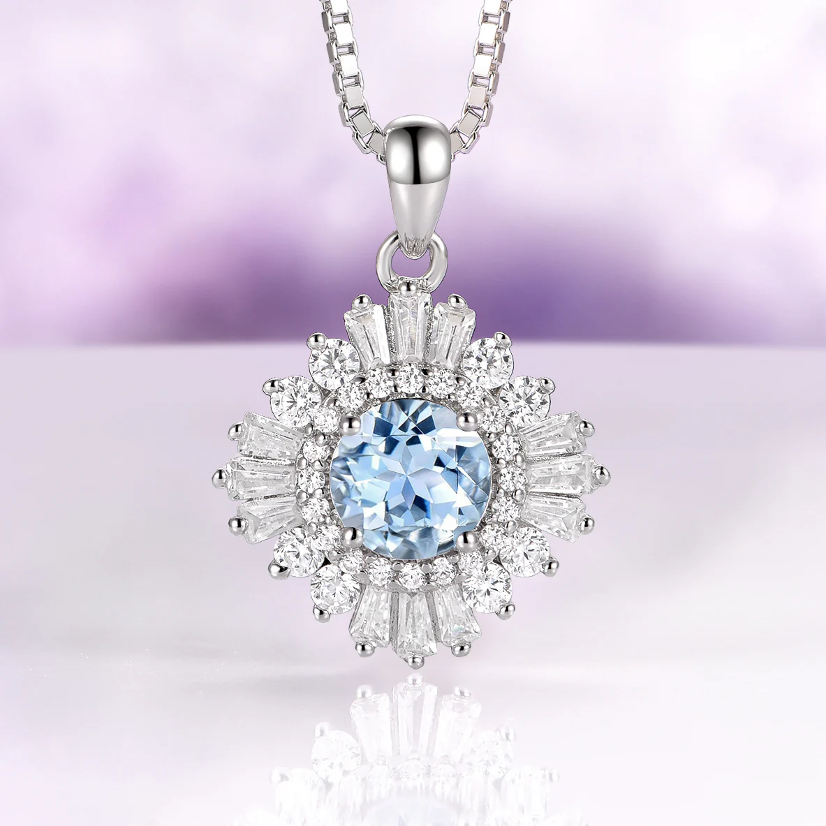 Joelle Vintage Aquamarine Necklace in Sterling Silver