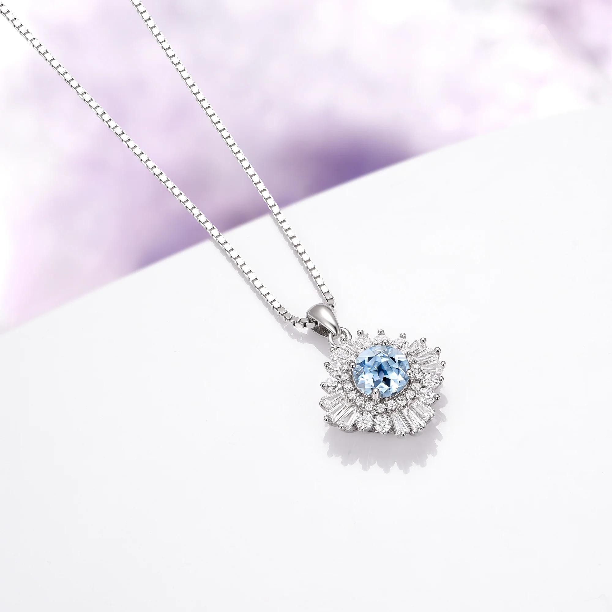 Joelle Vintage Aquamarine Necklace in Sterling Silver - Image 3