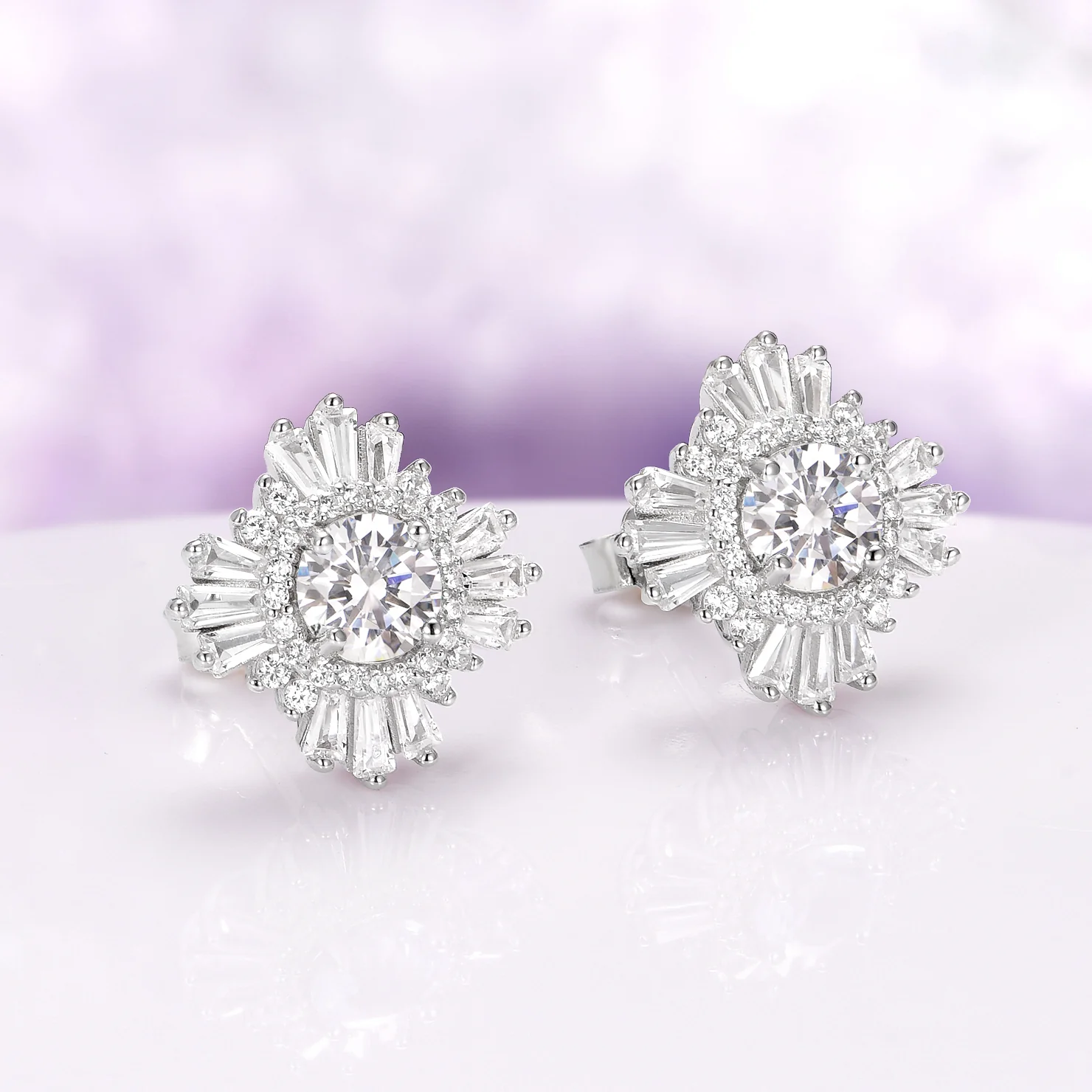 Joelle Simulated Diamond Stud Earrings in Sterling Silver - Image 3