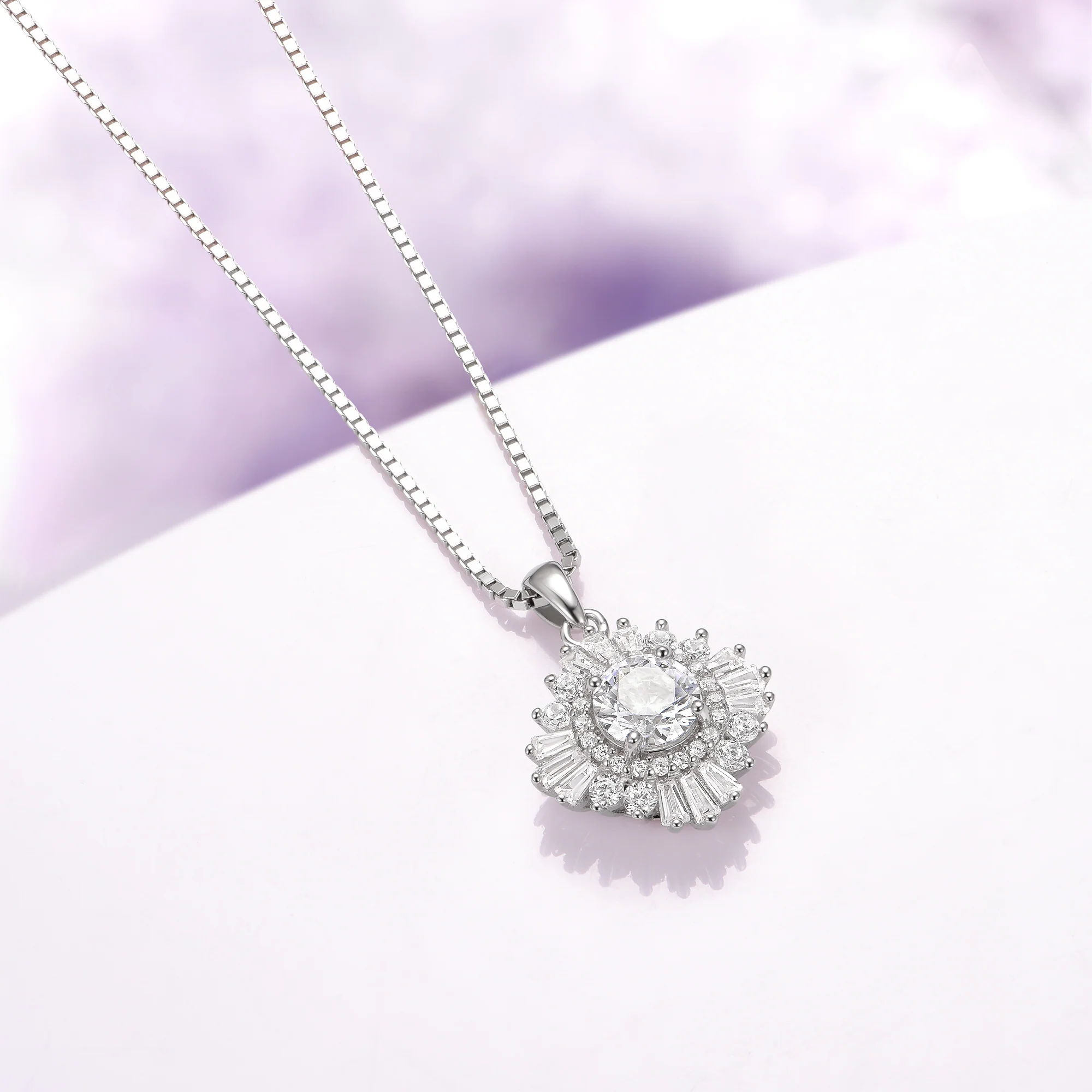Joelle Simulated Diamond Starburst Pendant Necklace in Sterling Silver - Image 3