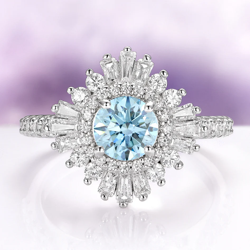 Joelle Vintage Aquamarine Engagement Ring in 14K White Gold