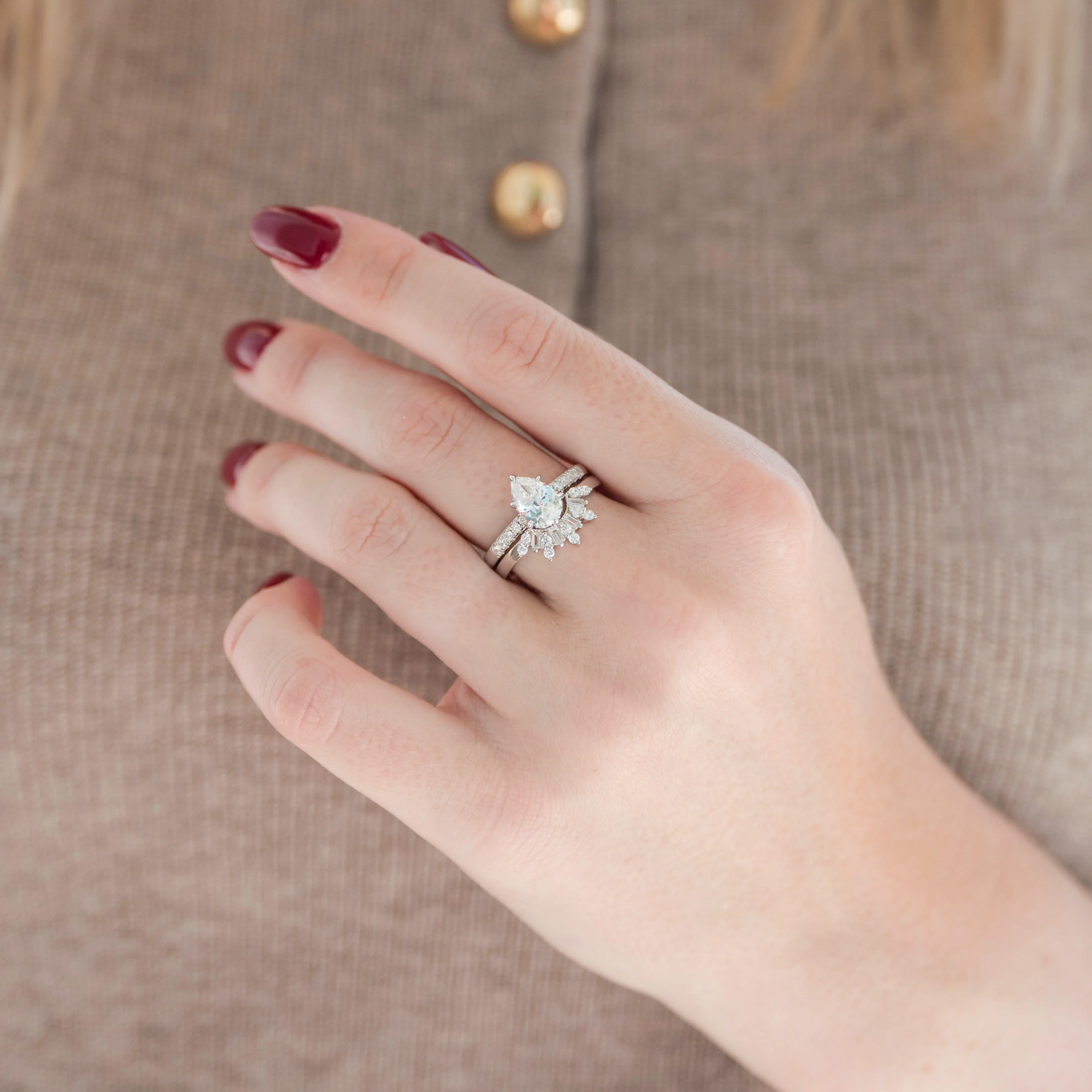 Art Deco Crown Wedding Band in Sterling Silver - Image 2
