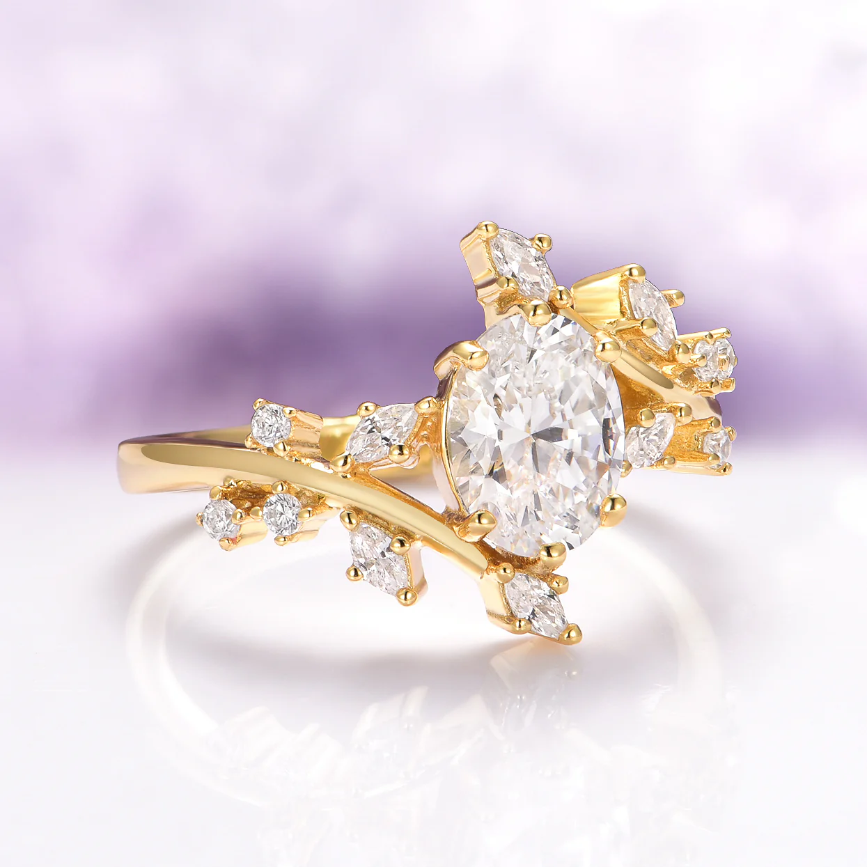 Simulated Diamond Leaf Couples Ring Set - Image 7