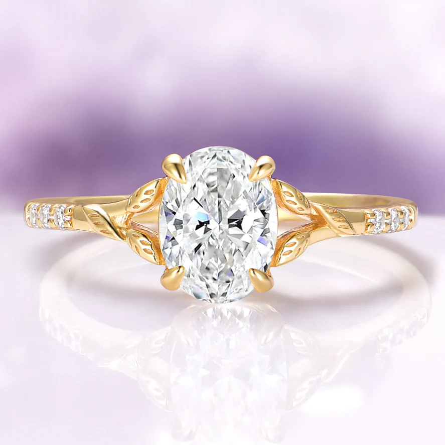 Lab-Grown Diamond & Ruby Leaf Ring Set in 14K Solid Yellow Gold (IGI Certified) - Image 8