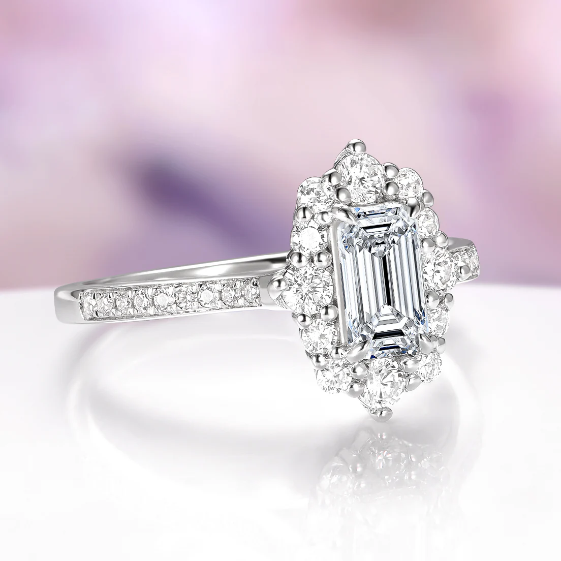 Emerald Cut Lab-Grown Diamond Engagement Ring in 14K White Gold (IGI Certified) - Image 4