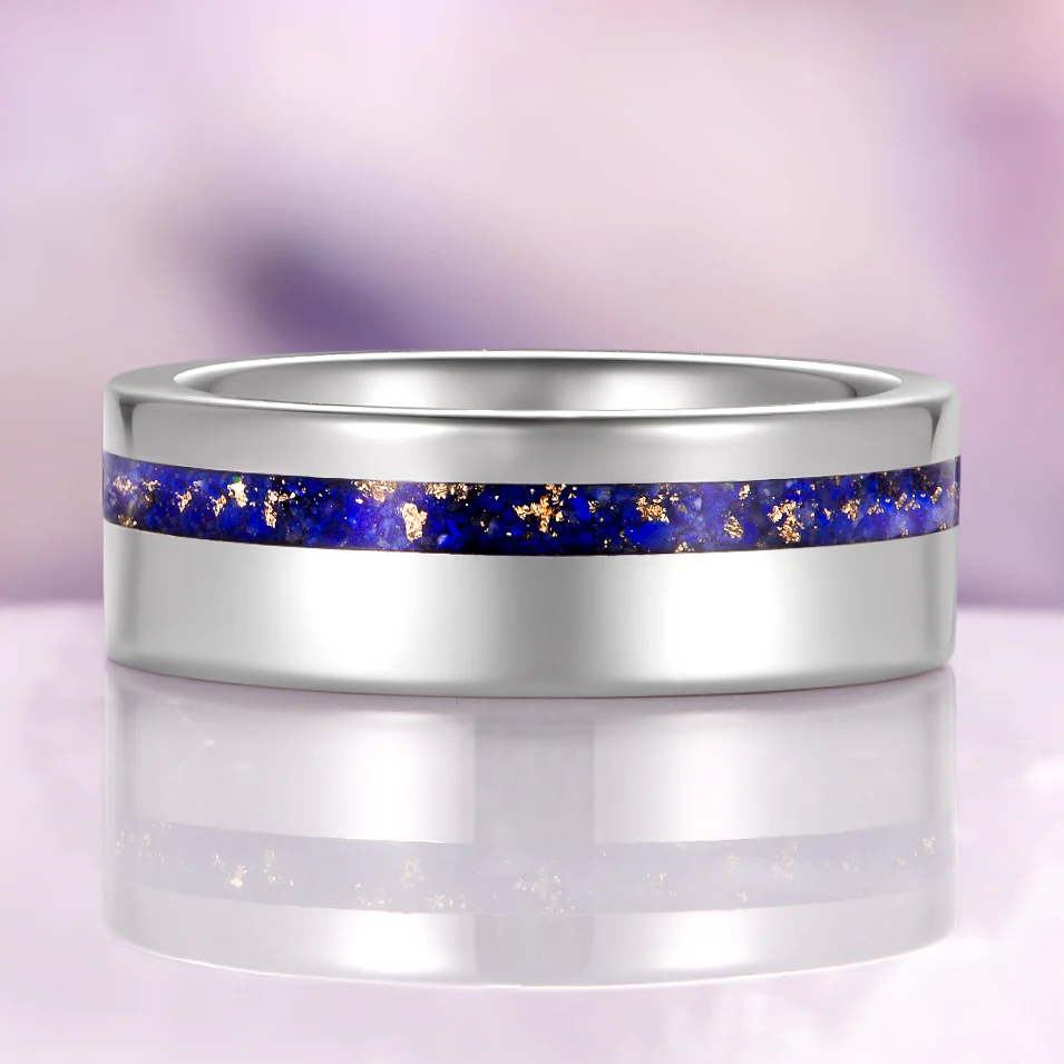 Lapis Lazuli Wedding Band in Tungsten Carbide (8mm) - Image 2