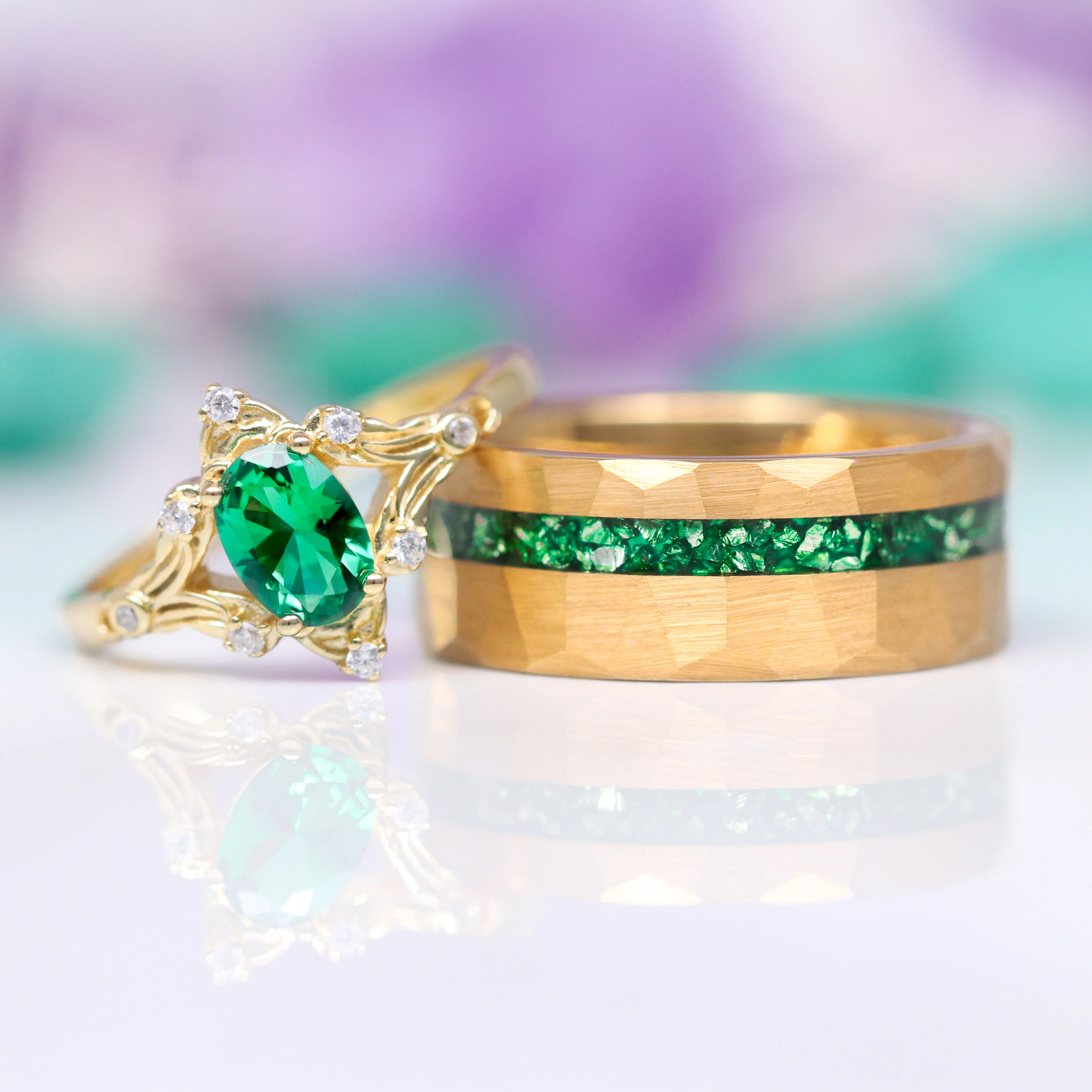 Maeve Vintage Emerald Ring in 14K Yellow Gold Vermeil - Image 2