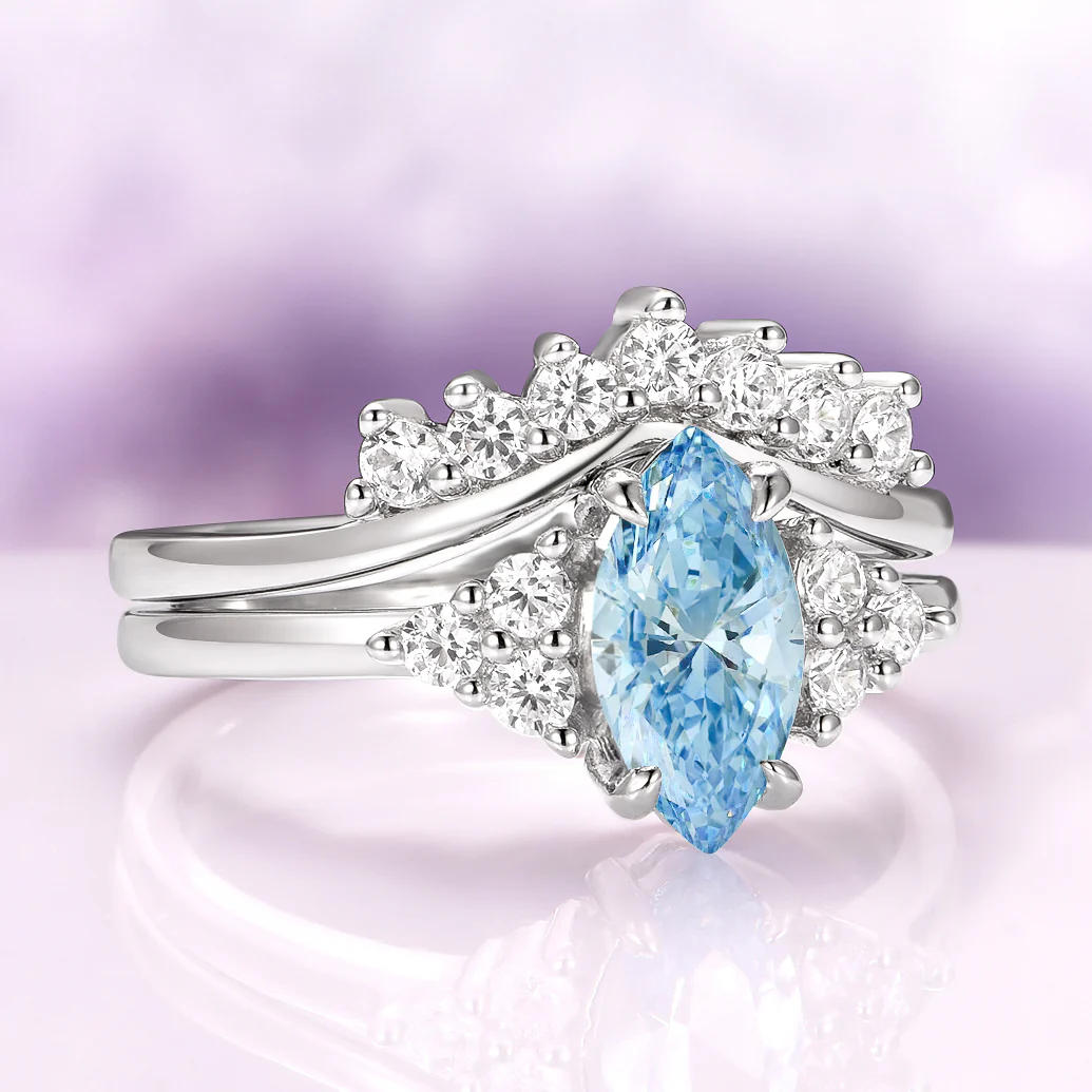 Marquise Cut Aquamarine Ring Set in Sterling Silver - Image 3