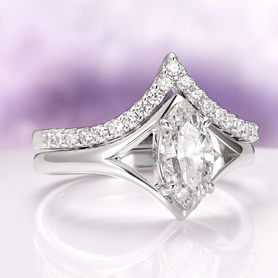 Marquise Cut Simulated Diamond Couples Ring Set - Image 8