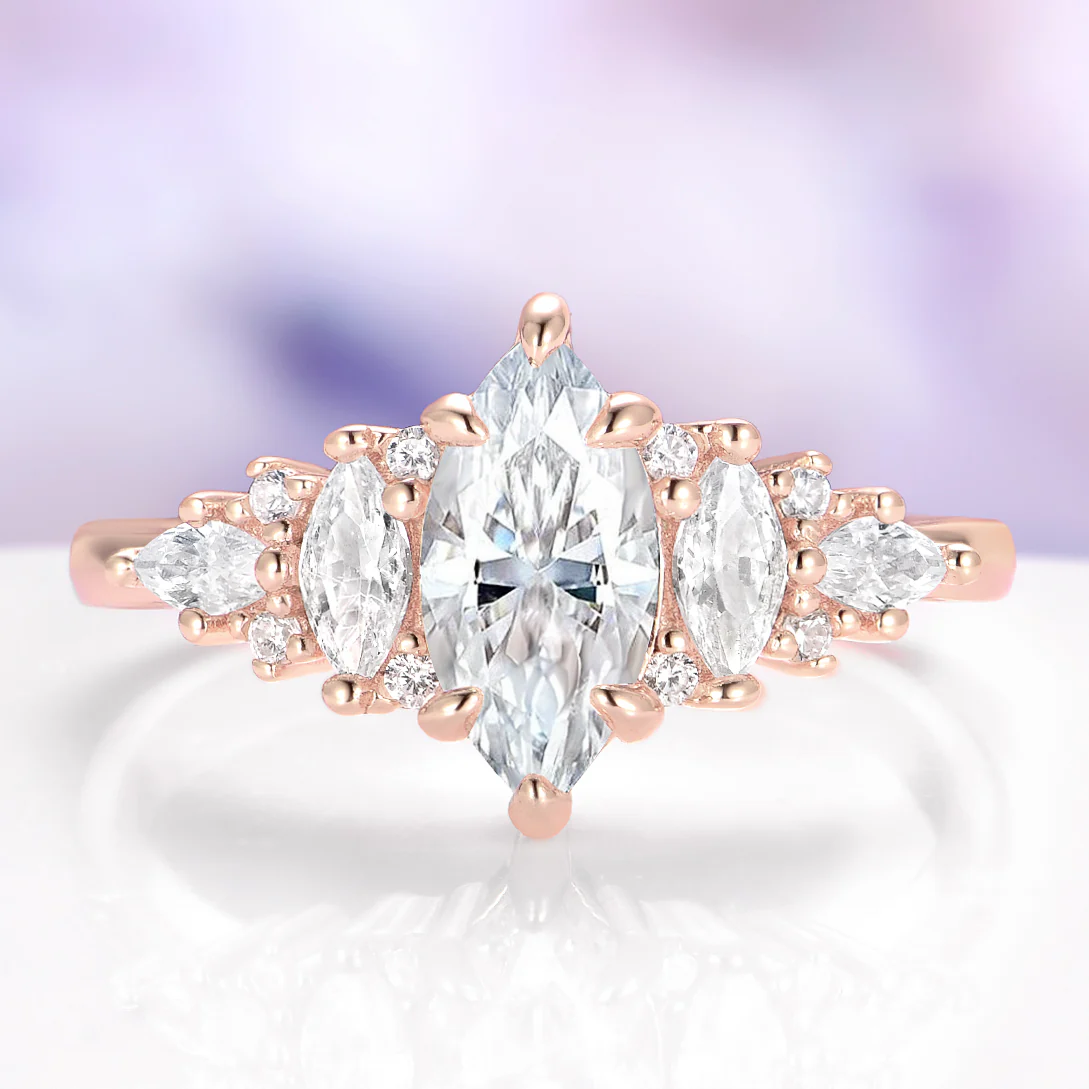 Emerie Marquise Lab Diamond Engagement Ring in Solid 14K Rose Gold (IGI Certified)