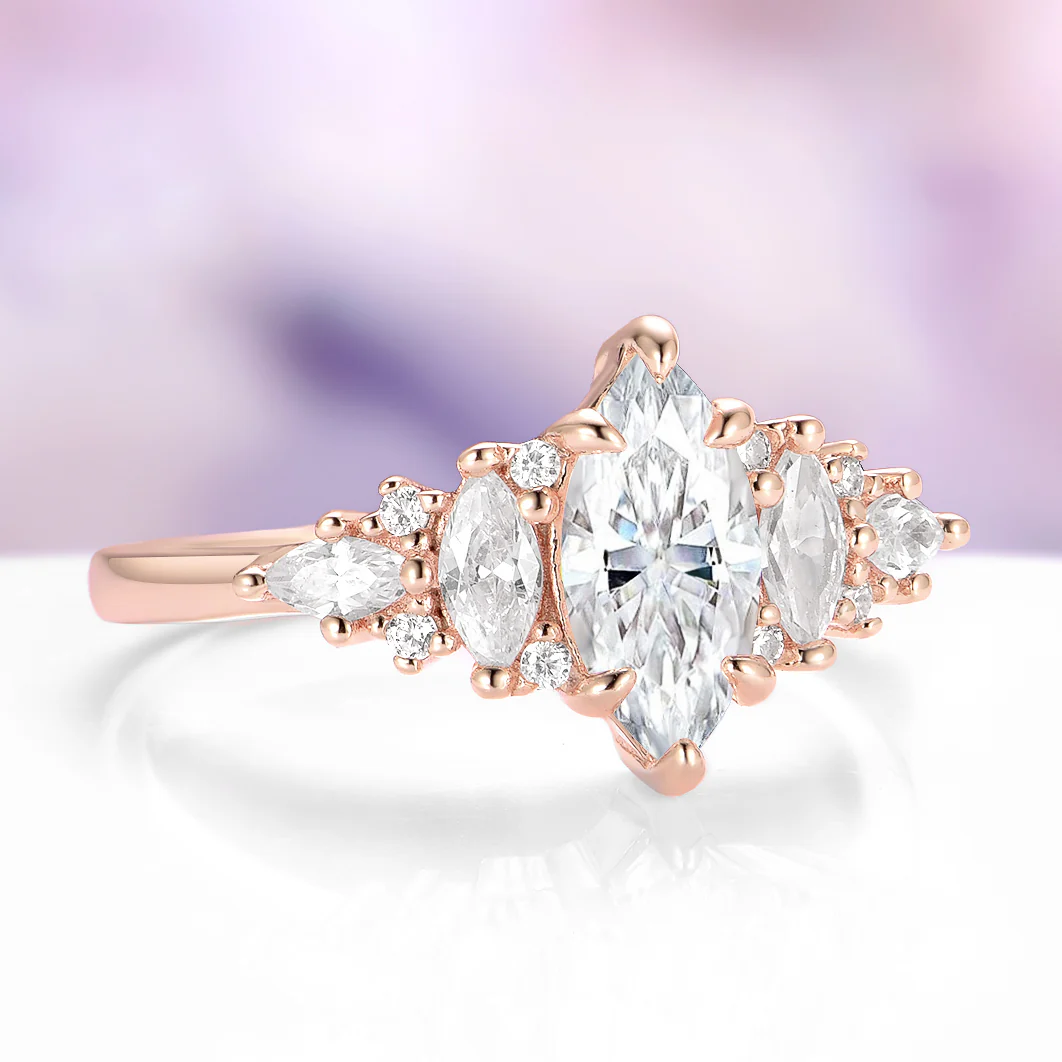 Emerie Marquise Lab Diamond Engagement Ring in Solid 14K Rose Gold (IGI Certified) - Image 2