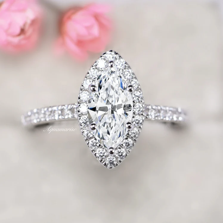 Marquise Lab-Grown Diamond Engagement Ring in 14K White Gold (IGI Certified) - Image 3