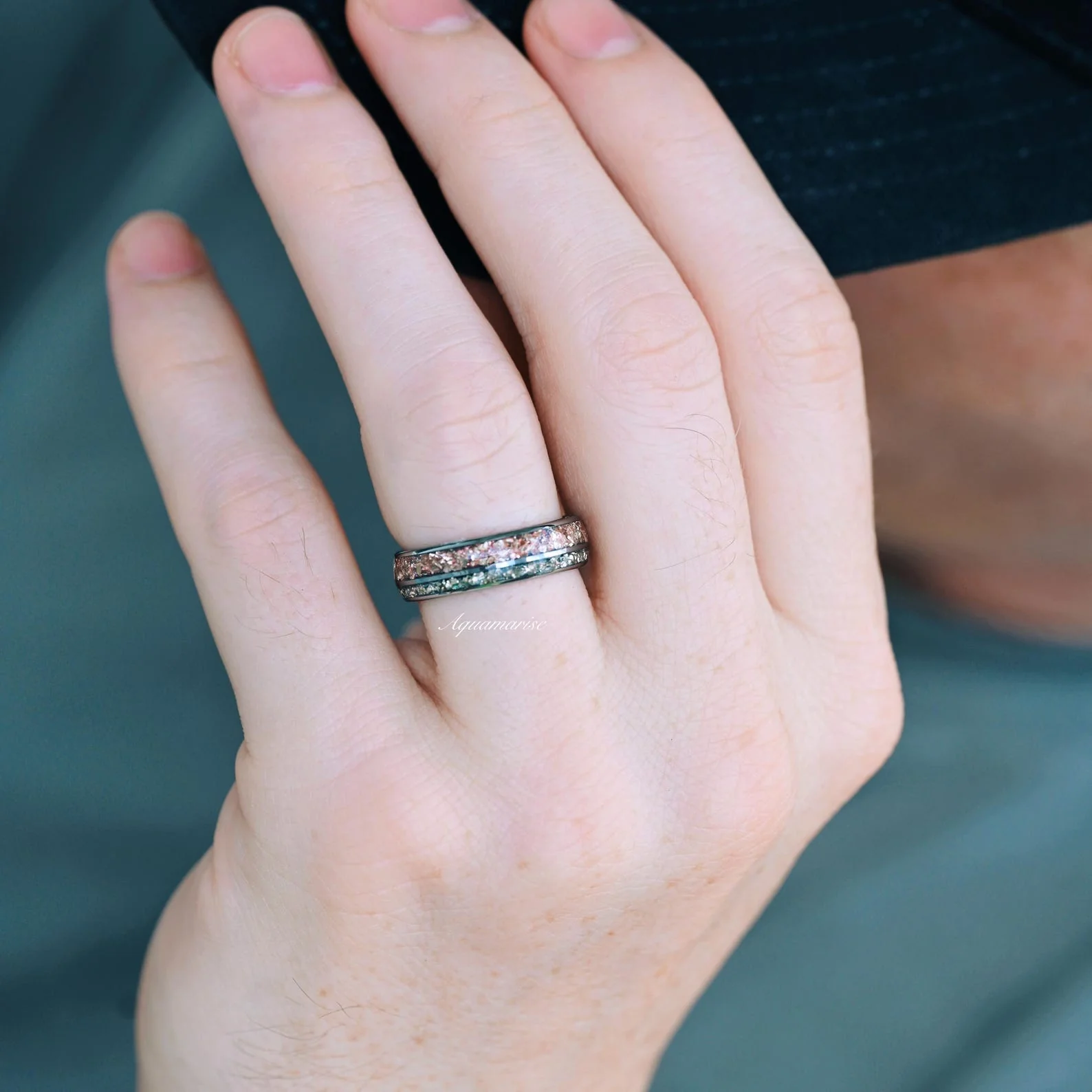 Adeline Unique Fireworks Cut Morganite Couples Ring Set - Image 5