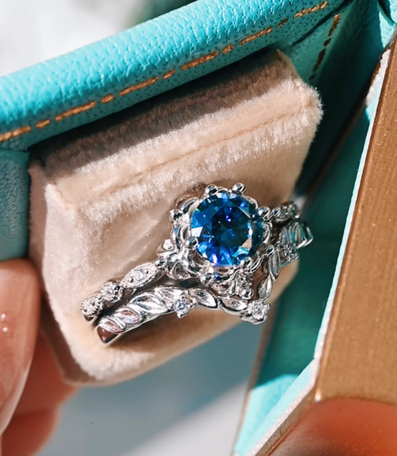 Midnight Fairy Blue Moissanite Ring Set in Sterling Silver - Image 2