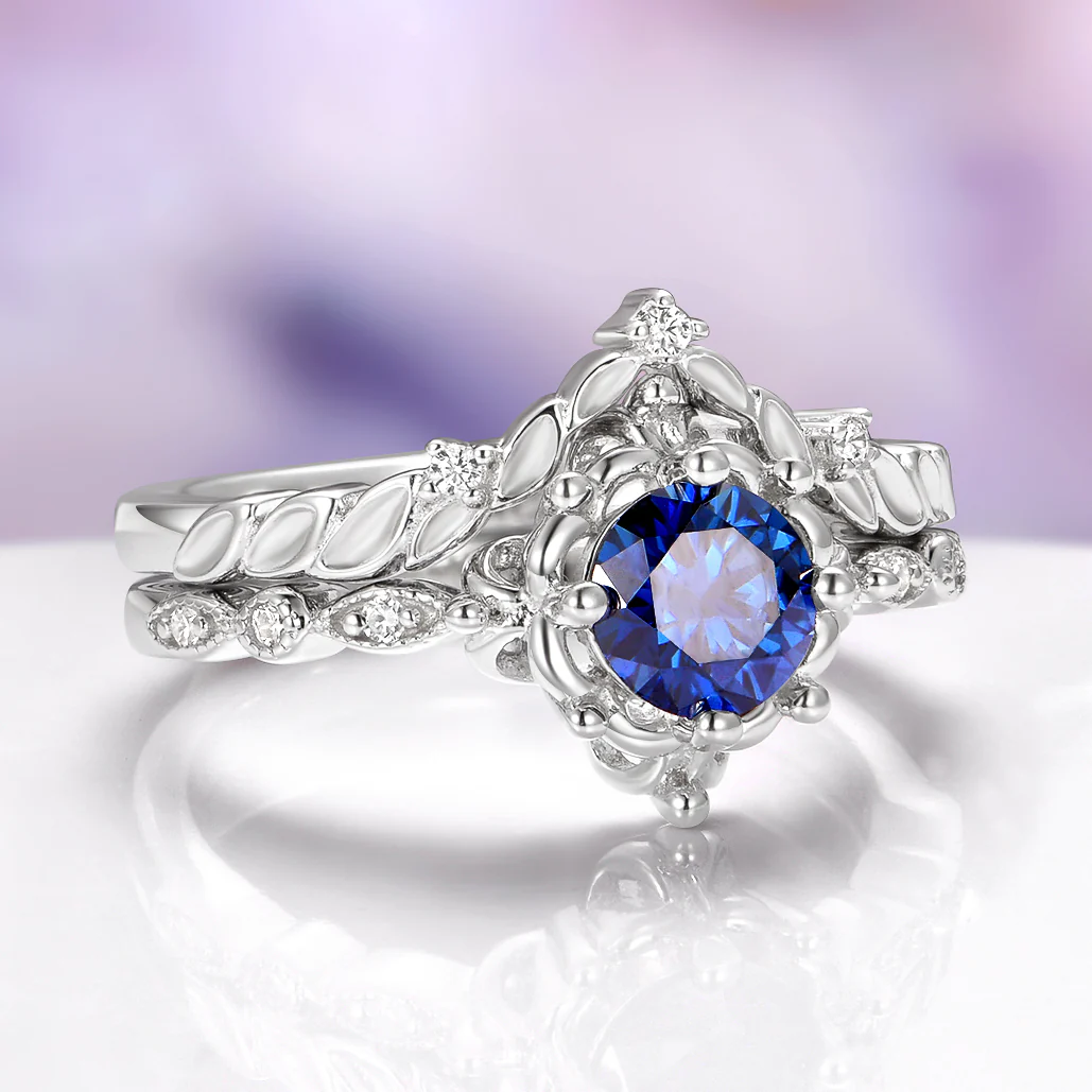 Midnight Fairy Blue Moissanite Ring Set in Sterling Silver - Image 3