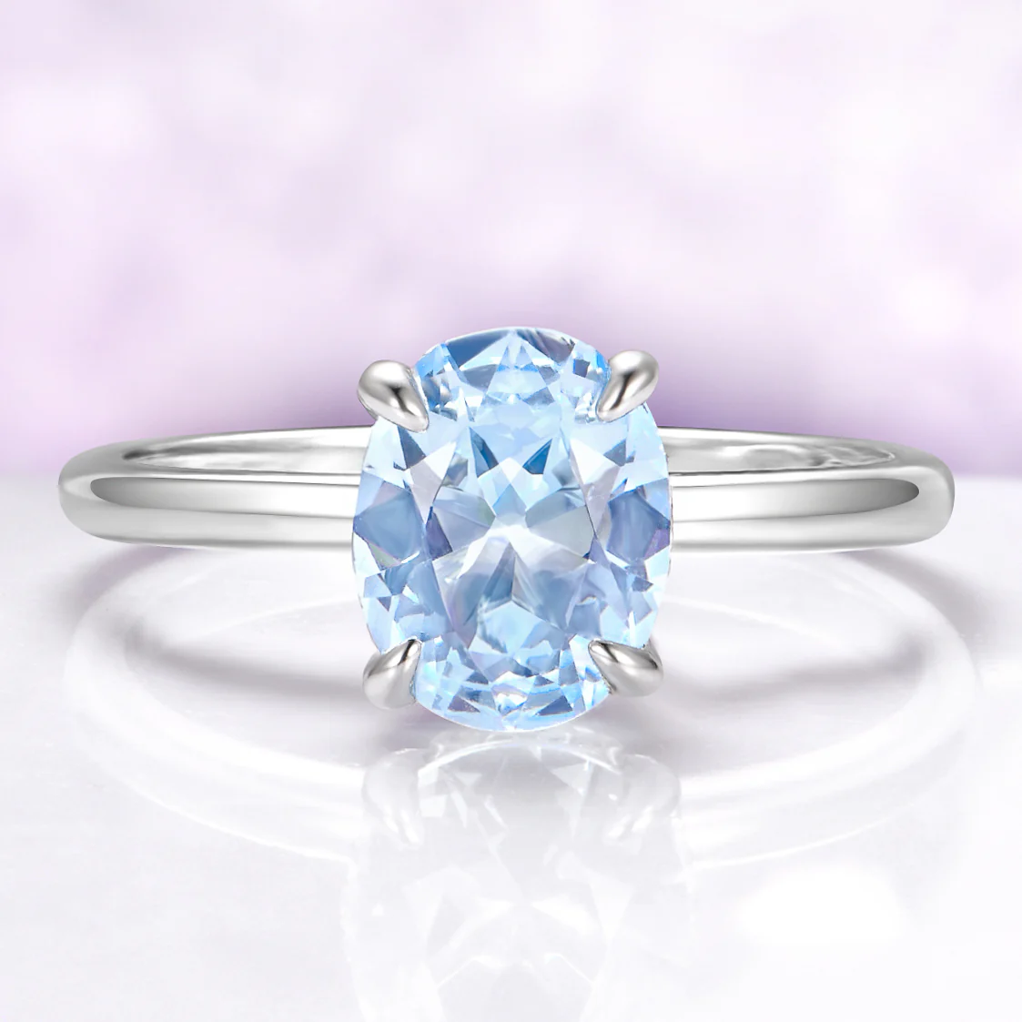 Minimalist Aquamarine Ring in Sterling Silver