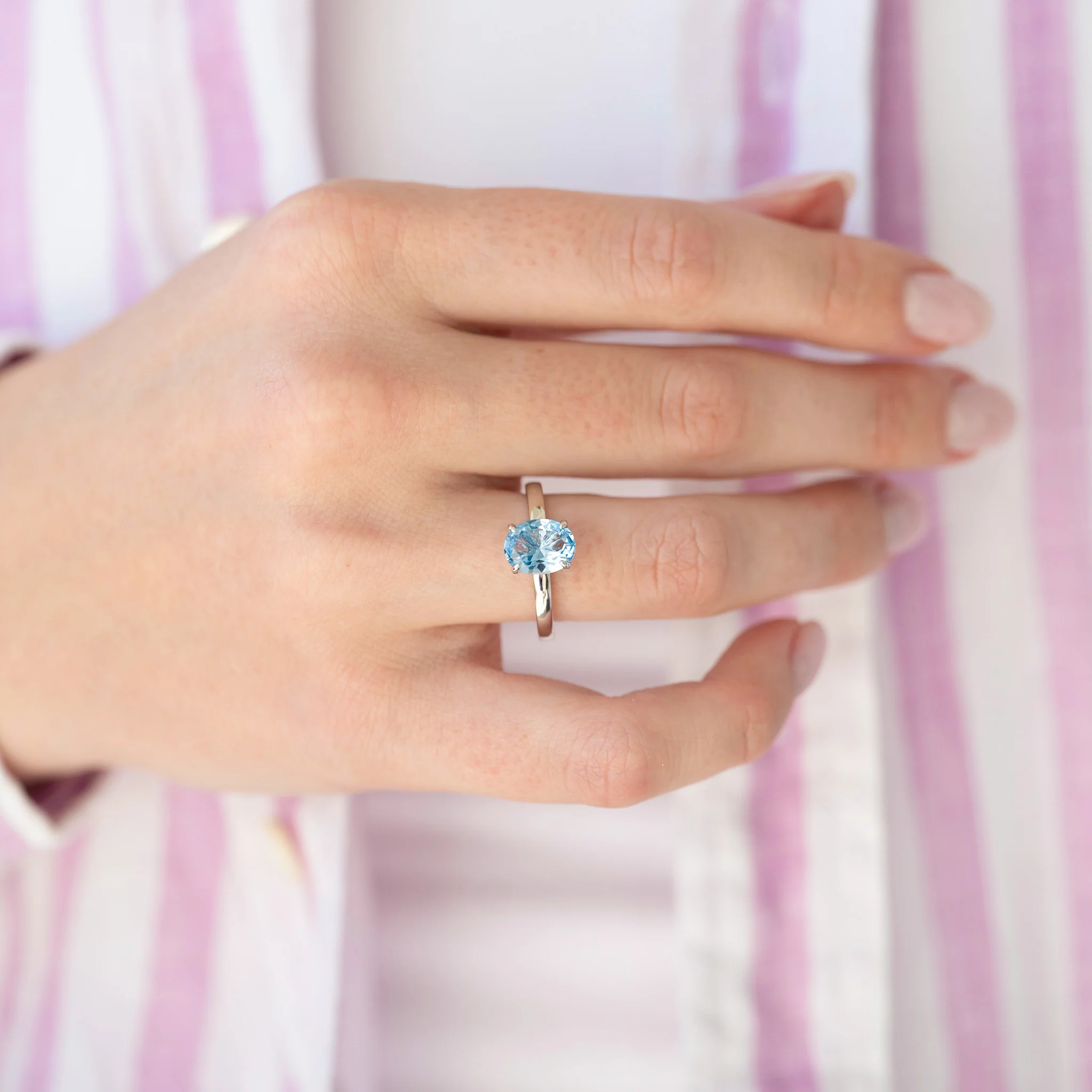 Minimalist Aquamarine Ring in Sterling Silver - Image 2