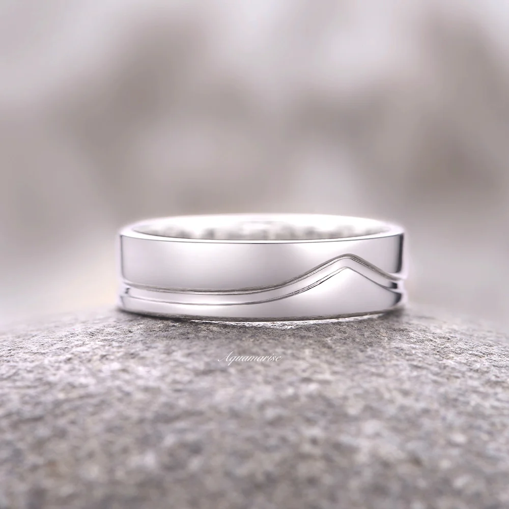 Chevron Wedding Band- 5MM 925 Sterling Silver - Image 2
