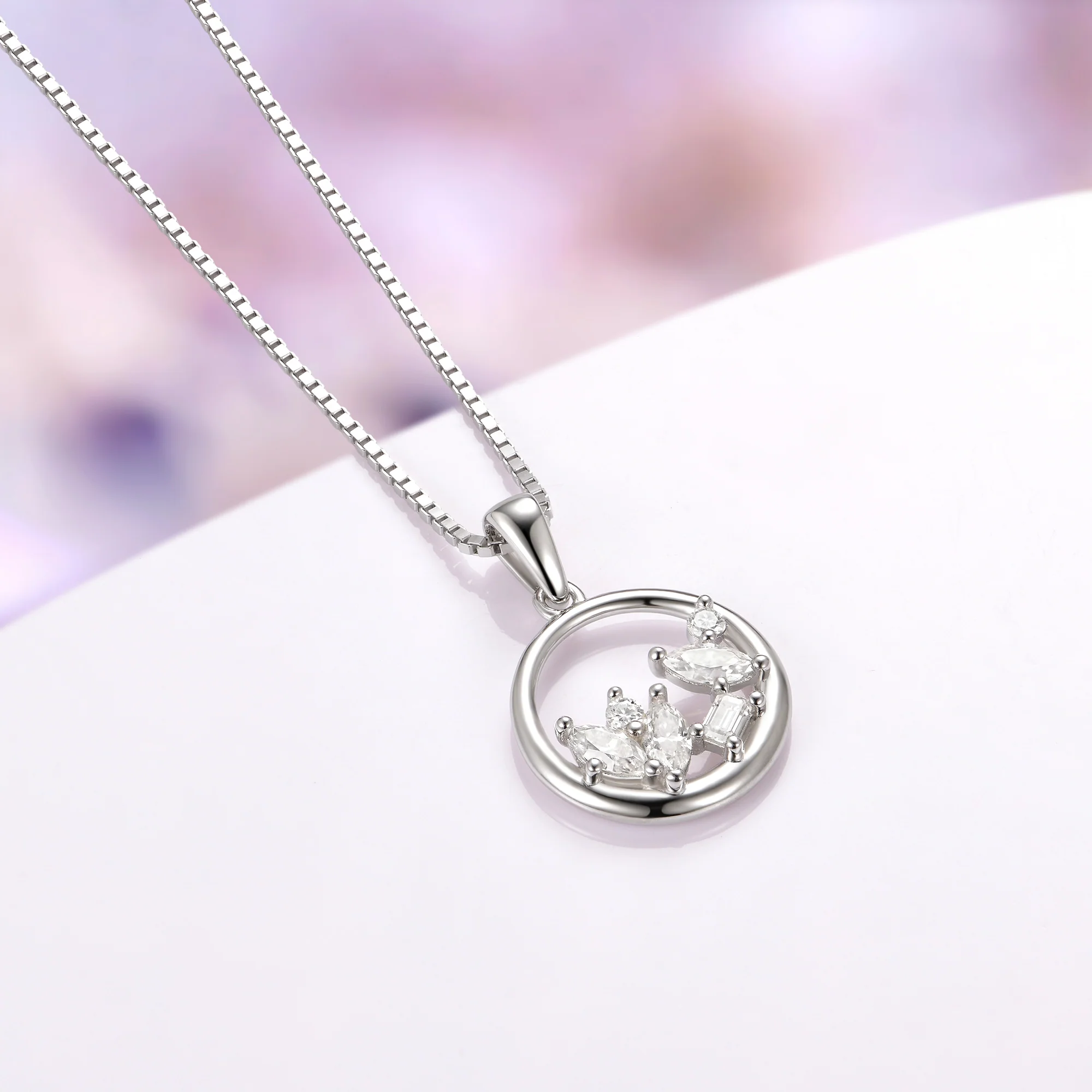 Moissanite Cluster Necklace in Sterling Silver - Image 3
