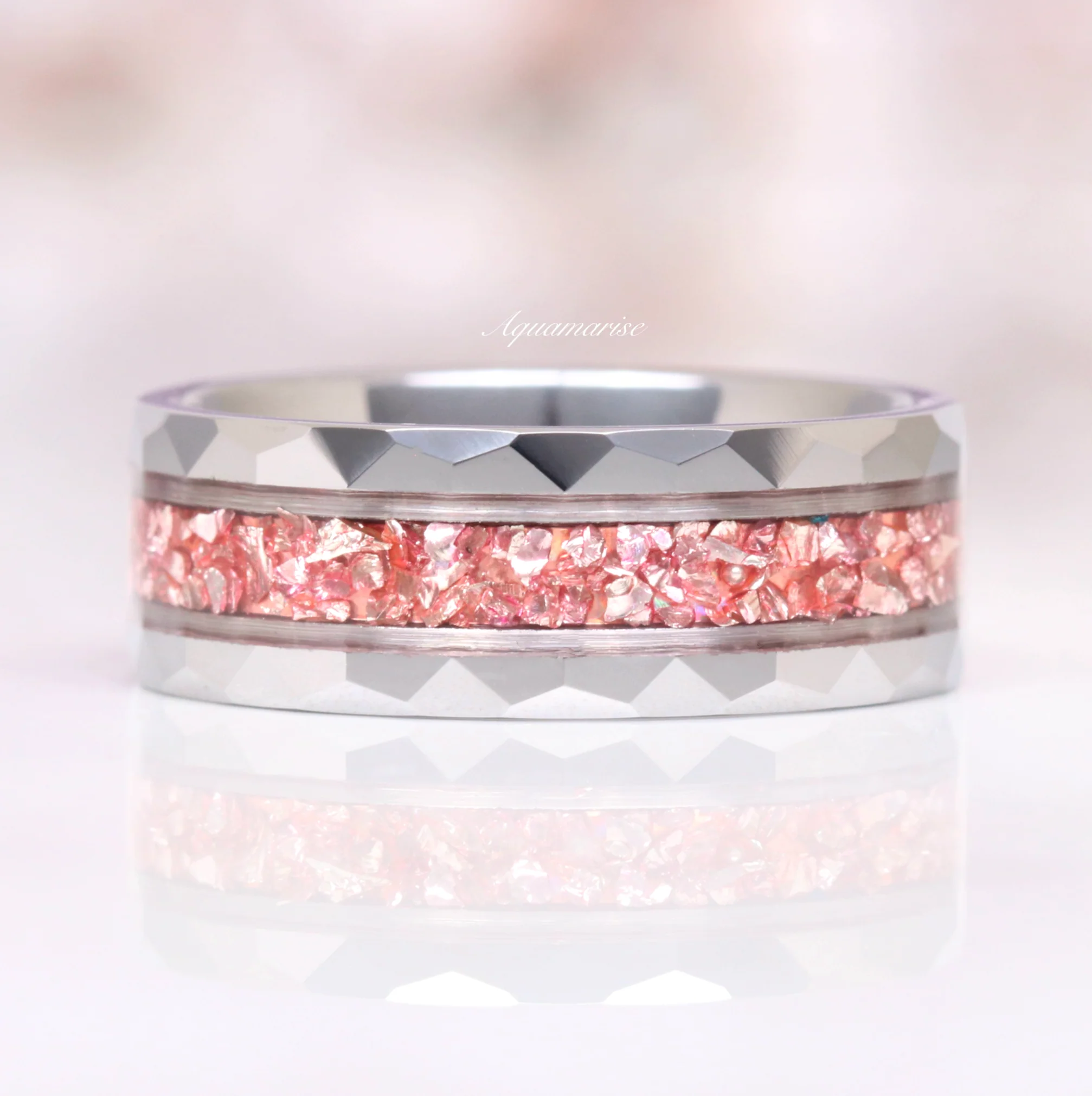 Fireworks Cut Morganite & Moonstone Leaf Couples Ring Set - Image 8