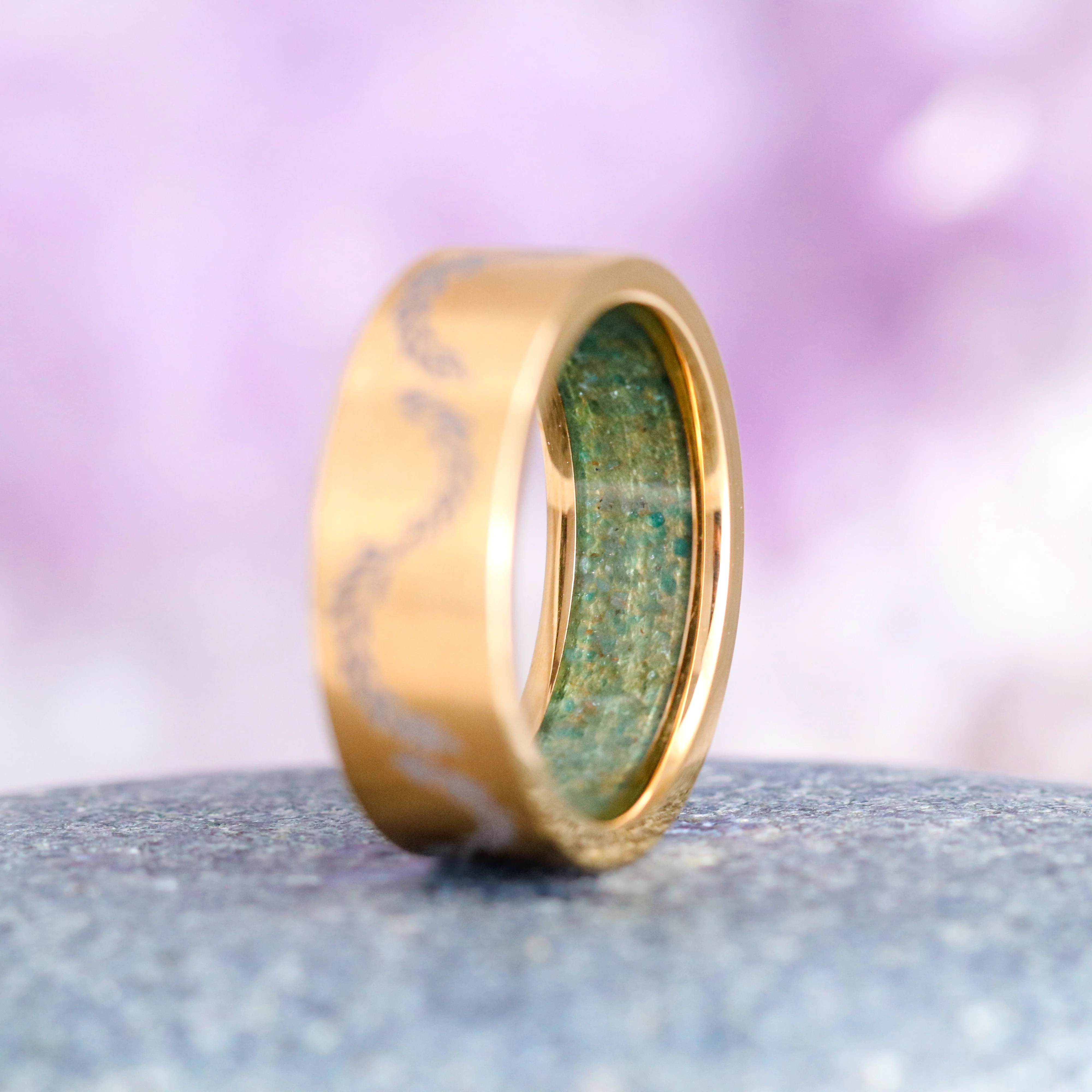 Moss Agate & Emerald Leaf Couples Ring Set - Image 5