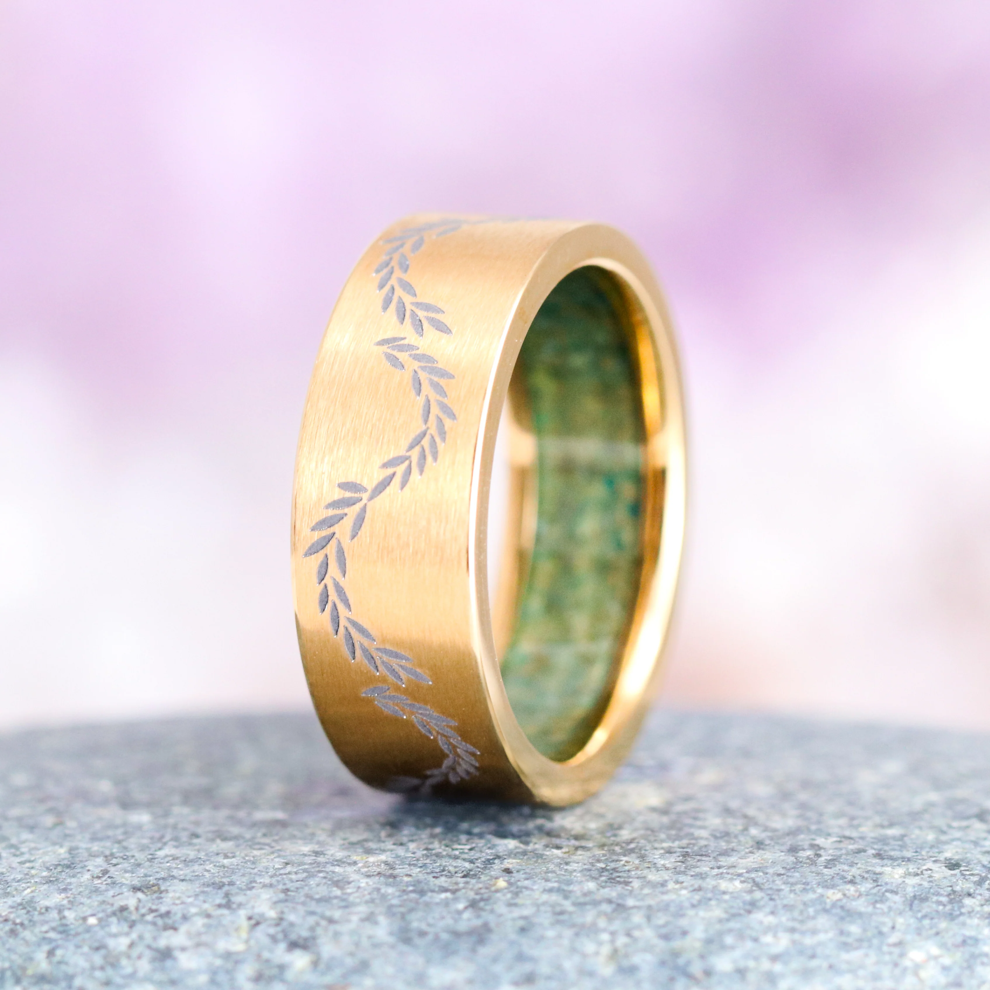 Moss Agate & Emerald Leaf Couples Ring Set - Image 6