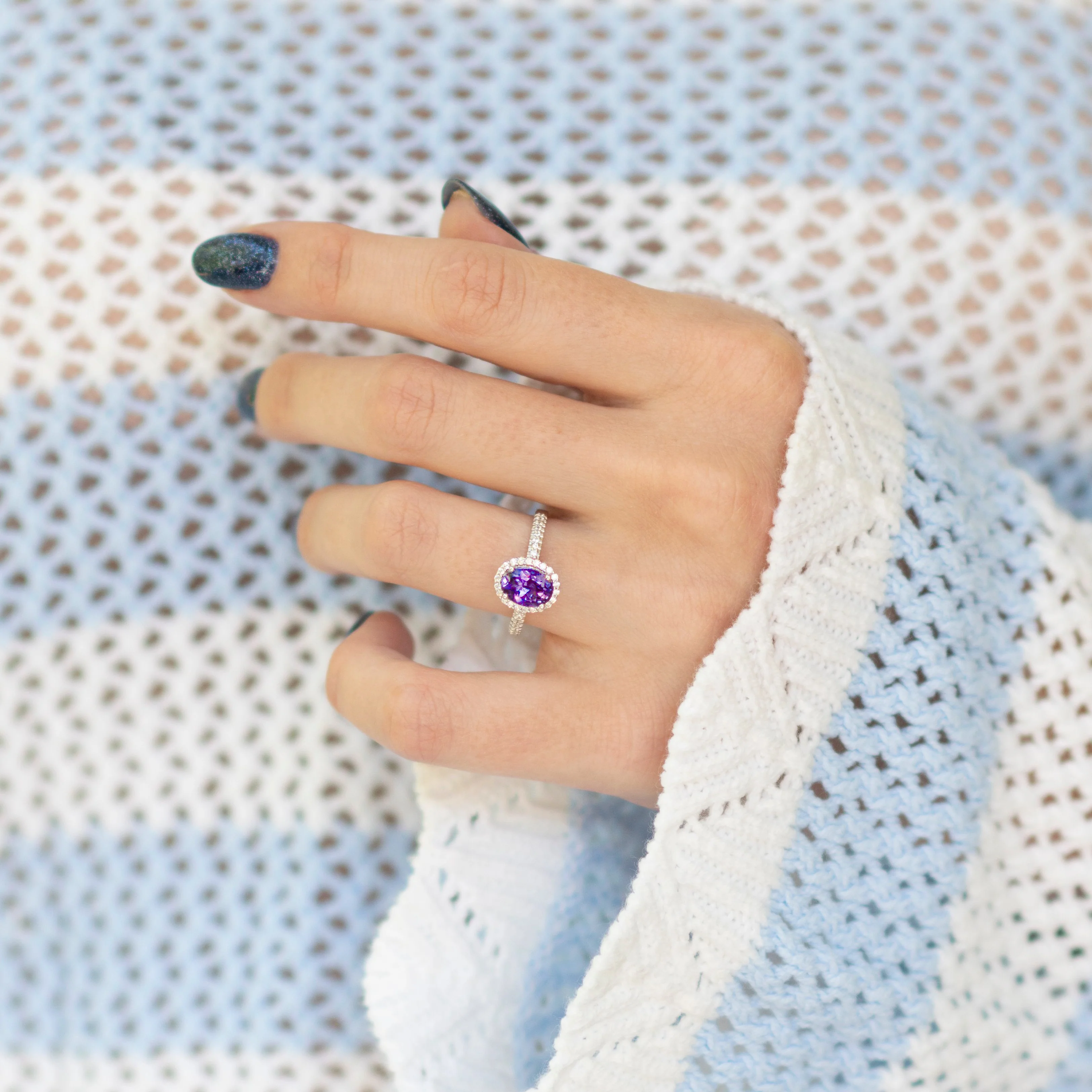 Iris Natural Amethyst Ring in Sterling Silver - Image 3
