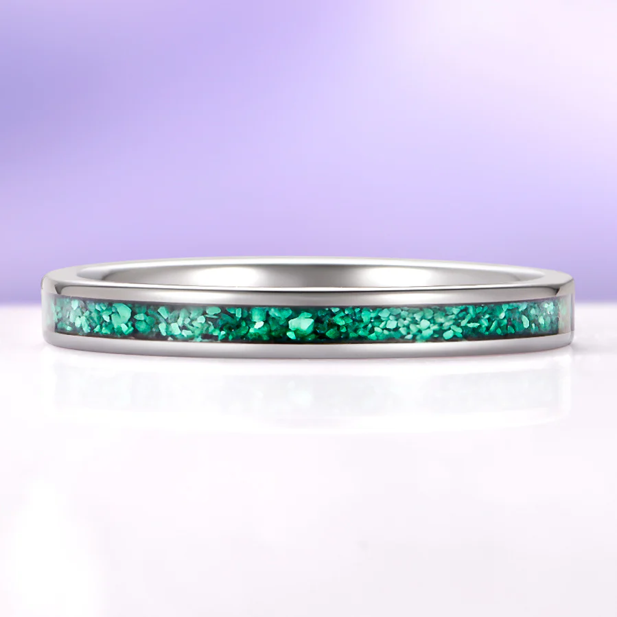 Natural Malachite Minimalist Couples Ring Set - Image 7