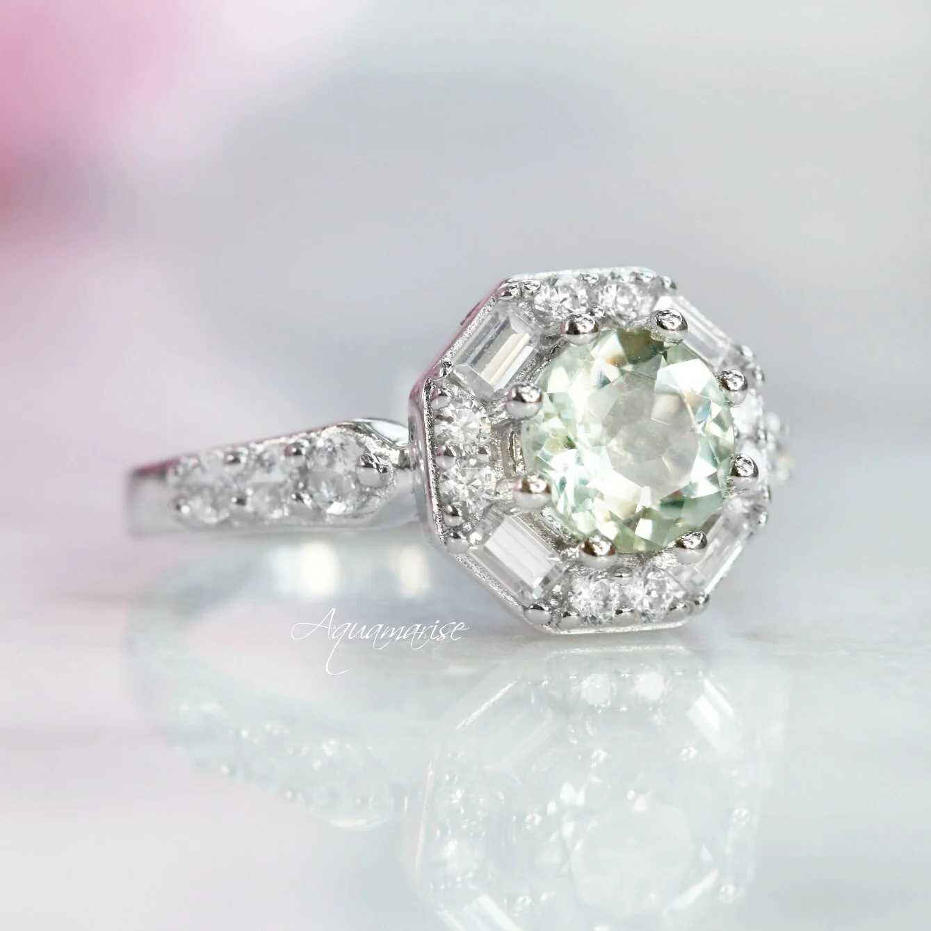 Hexagon Green Amethyst Ring- Sterling Silver - Image 6