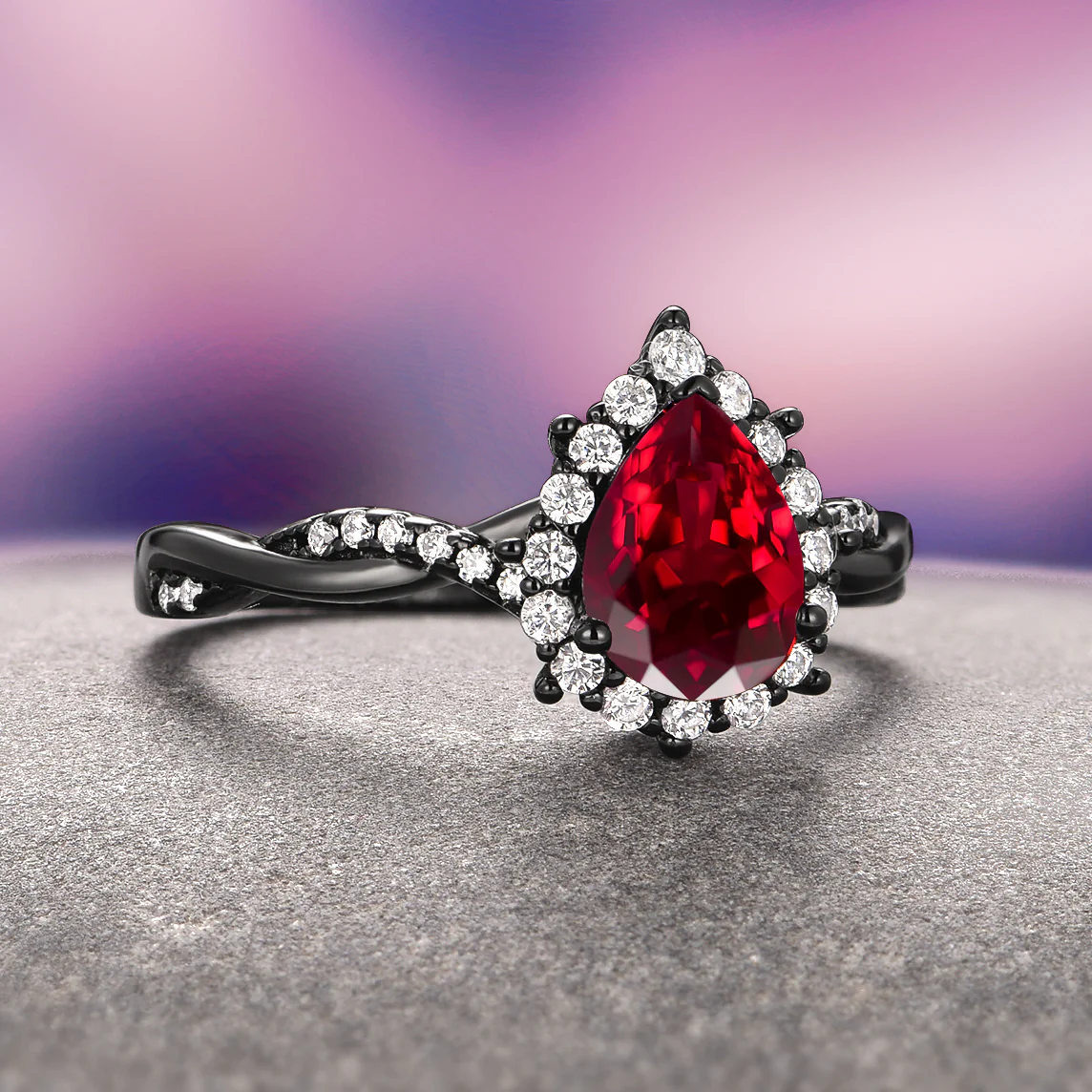 Briar Natural Red Garnet Couples Ring Set - Image 5