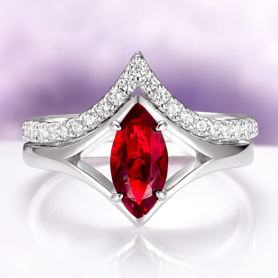 Natural Red Garnet Couples Ring Set - Image 3
