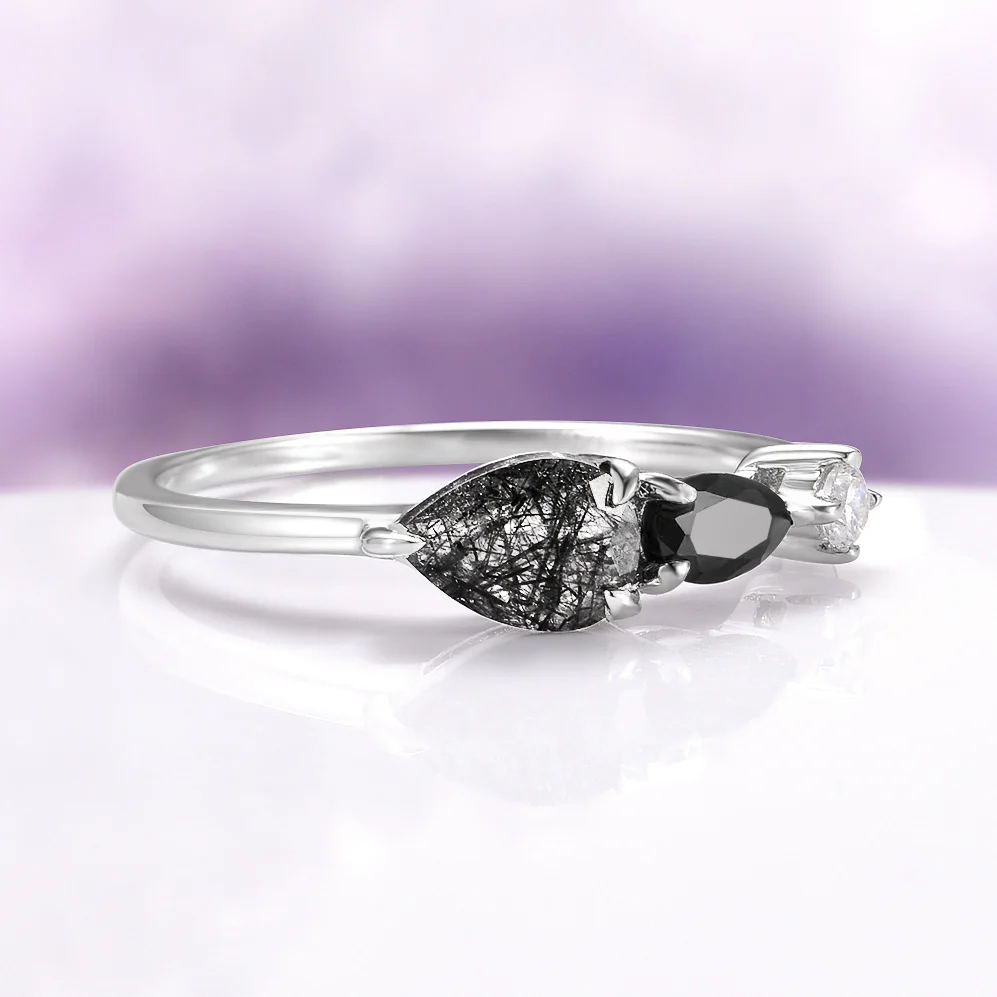 Rutilated Quartz & Black Onyx Ring in Sterling Silver - Image 10